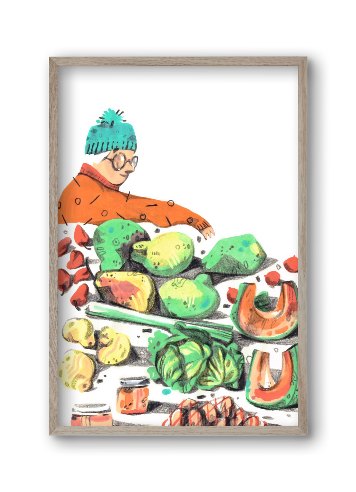 Vegetables, 30x45 cm (30x45 cm), Tölgy keret