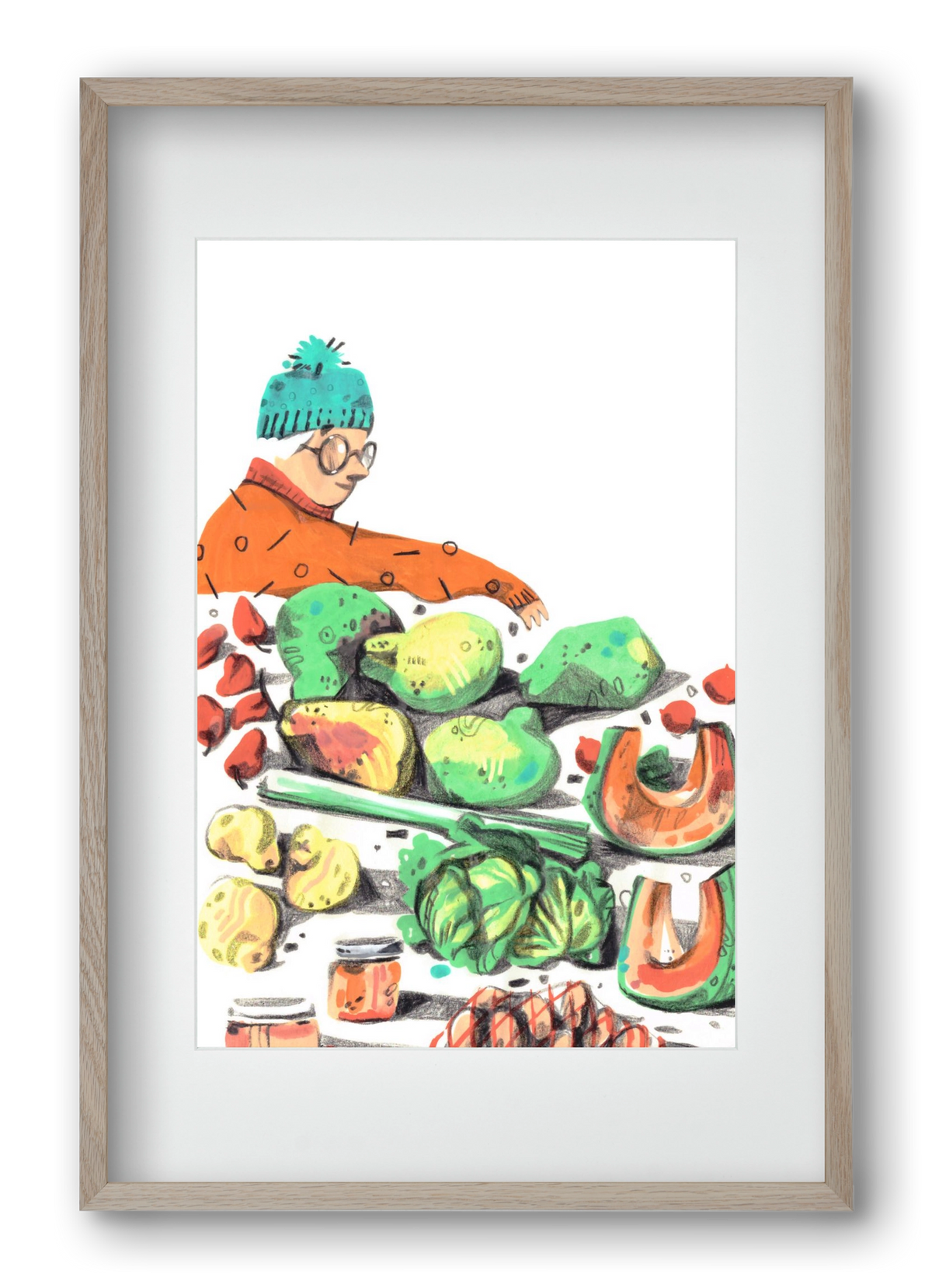 Vegetables, 40x60 cm (30x45 cm), Tölgy keret, paszpartuval