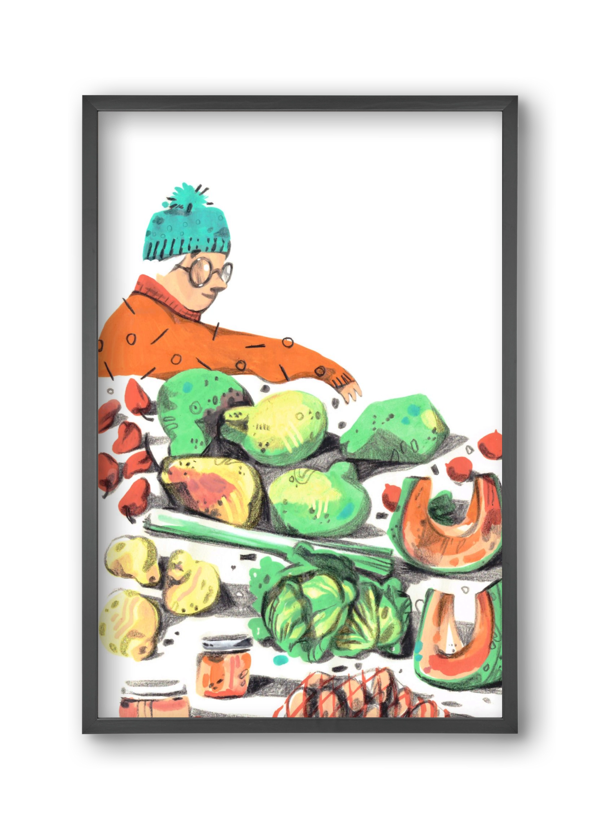 Vegetables, 30x45 cm (30x45 cm), Fekete keret