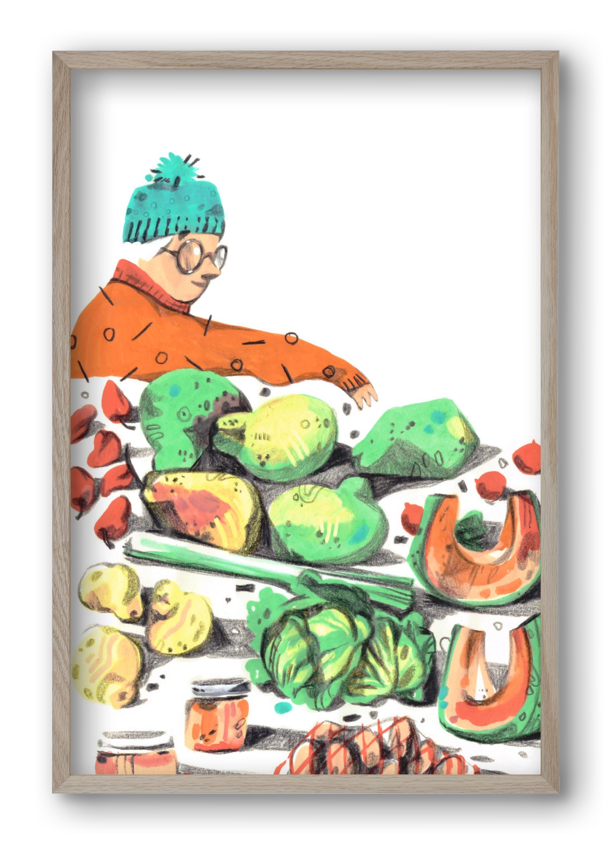 Vegetables, 40x60 cm (40x60 cm), Tölgy keret