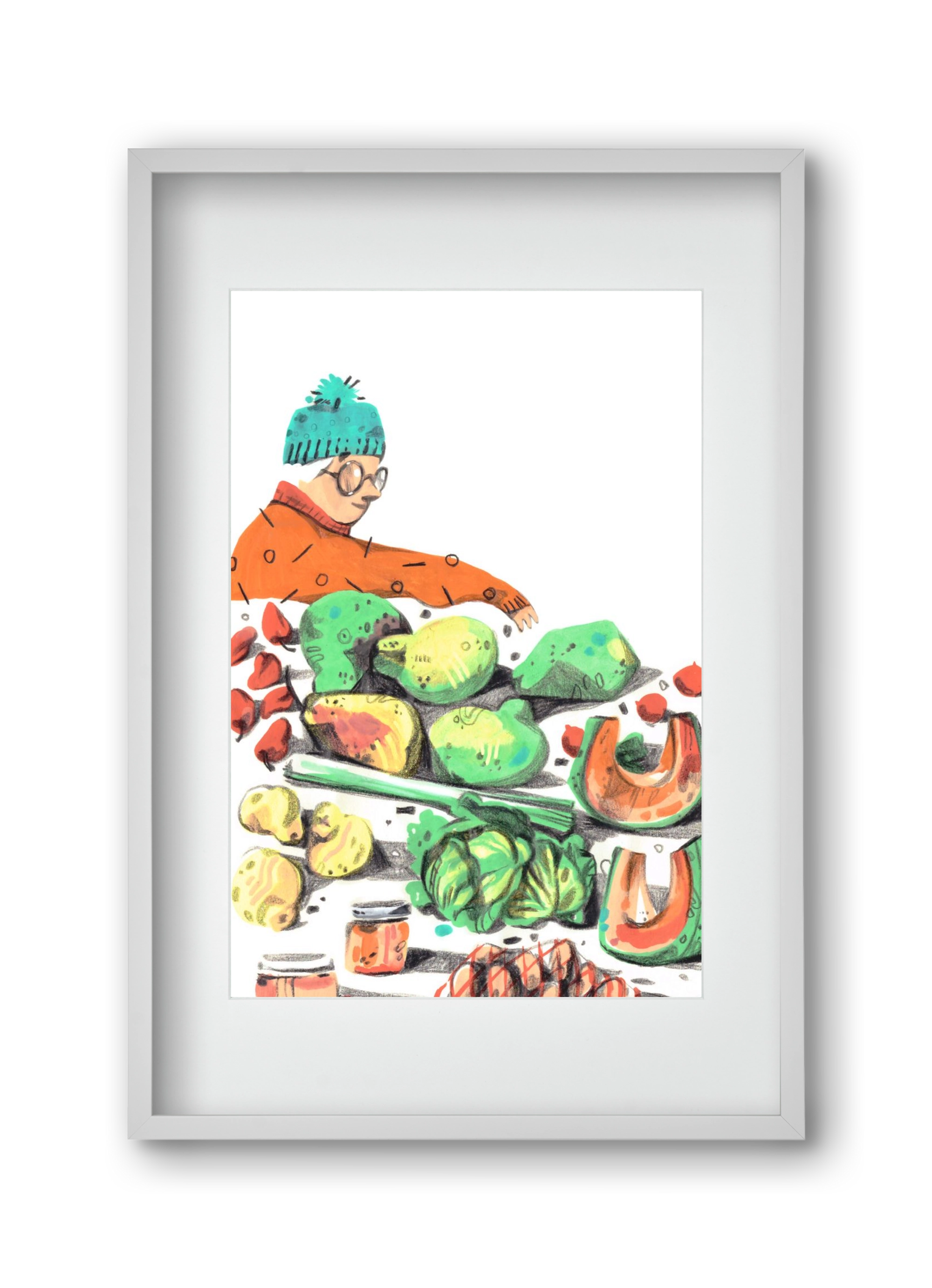 Vegetables, 30x45 cm (20x30 cm), Fehér keret, paszpartuval