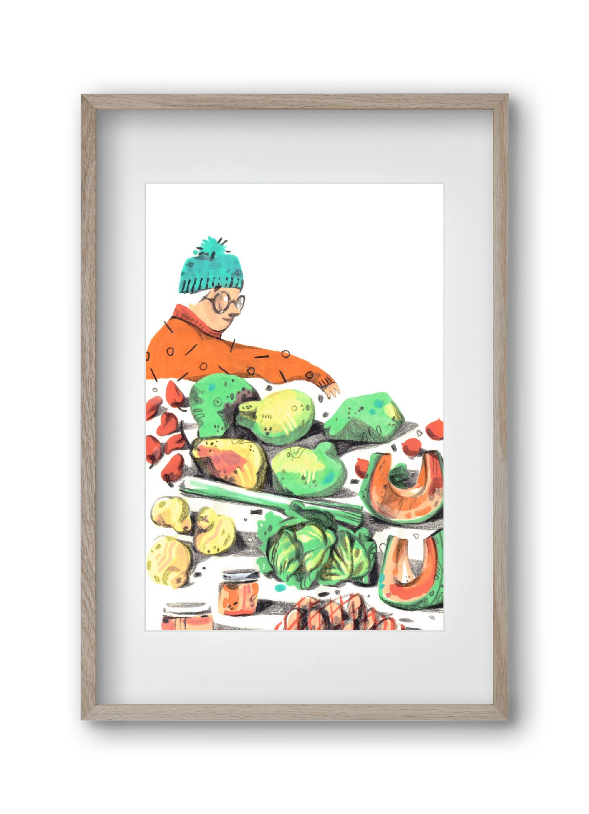Vegetables, 30x45 cm (20x30 cm), Tölgy keret, paszpartuval