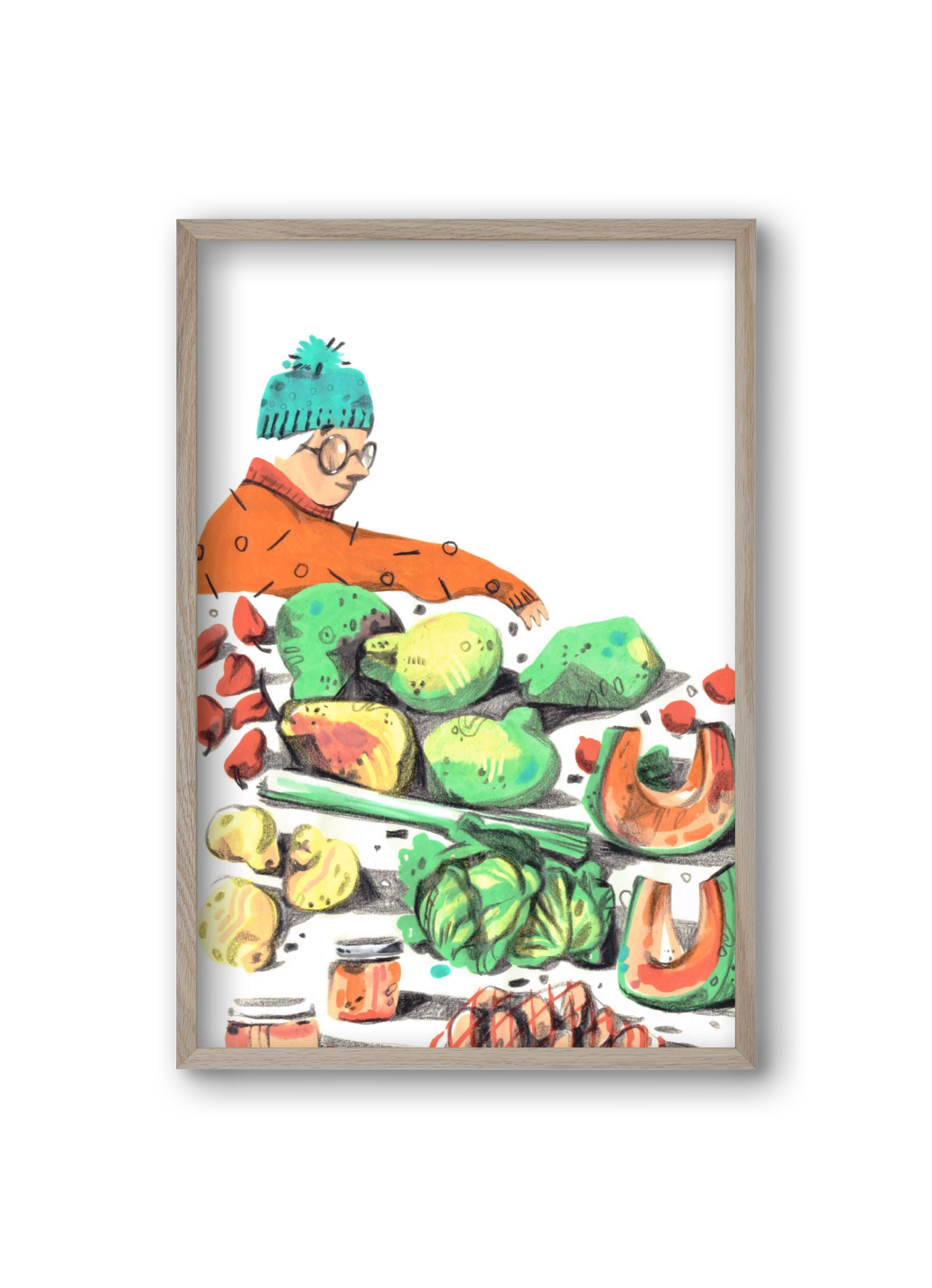 Vegetables, 20x30 cm (20x30 cm), Tölgy keret