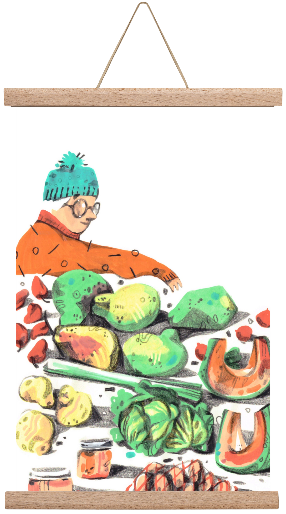 Vegetables, 30x45 cm (30x45 cm), Tölgy akasztó