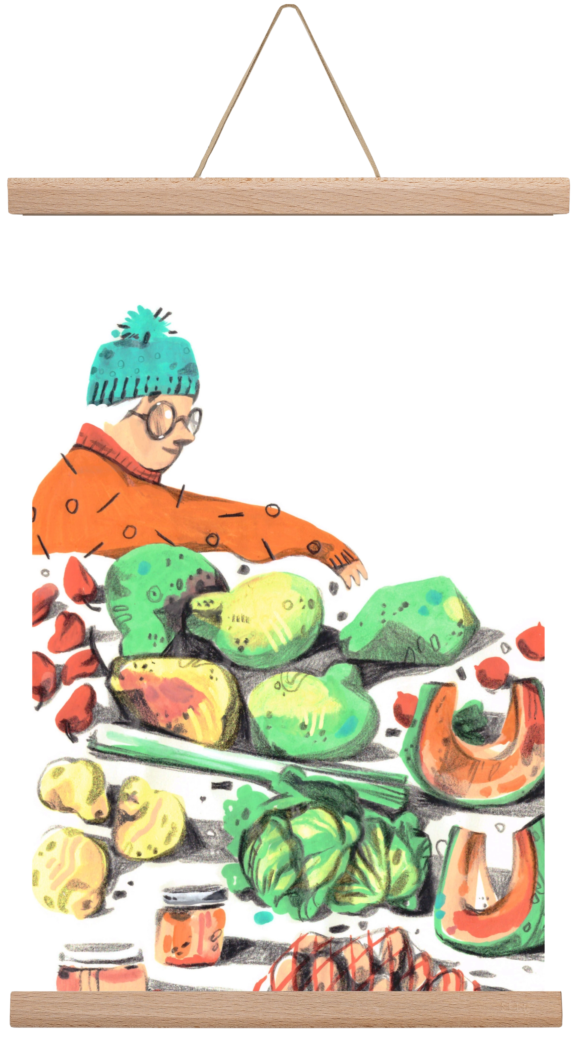 Vegetables, 30x45 cm (30x45 cm), Tölgy akasztó