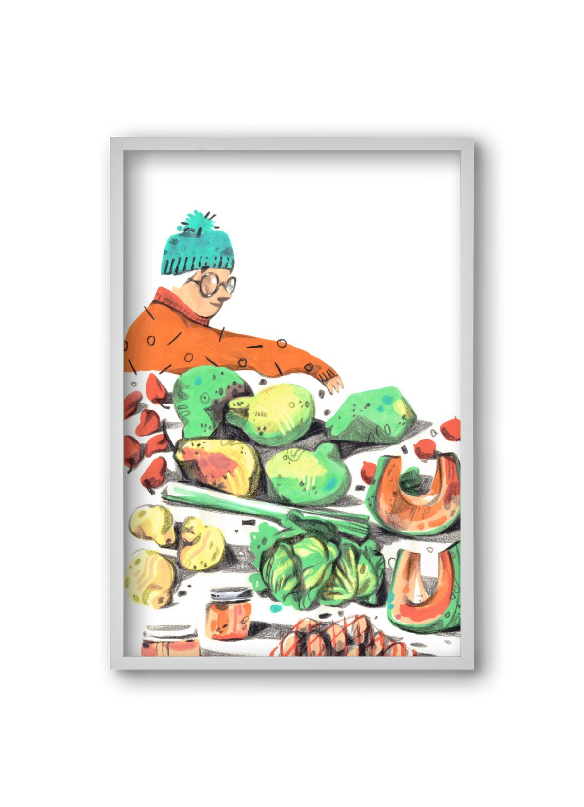 Vegetables, 20x30 cm (20x30 cm), Fehér keret