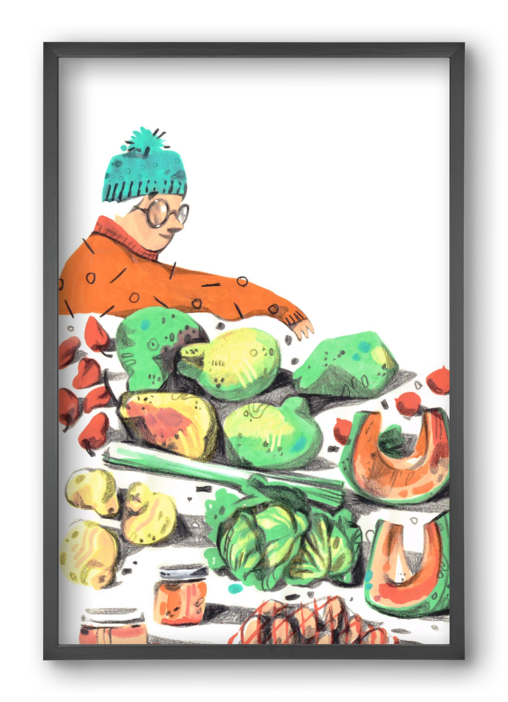 Vegetables, 40x60 cm (40x60 cm), Fekete keret