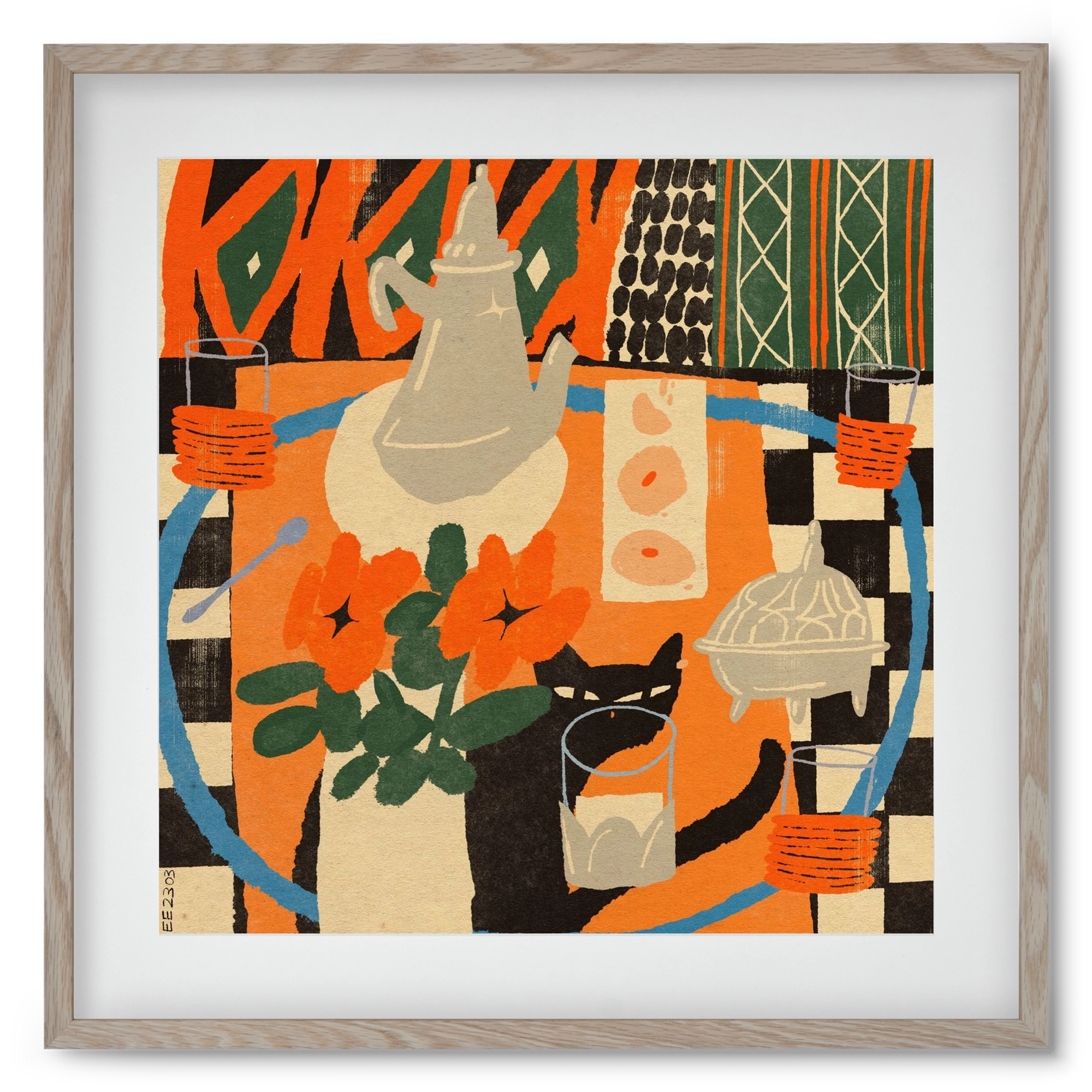 Afternoon Still Life, 50x50 cm (40x40 cm), Tölgy keret, paszpartuval