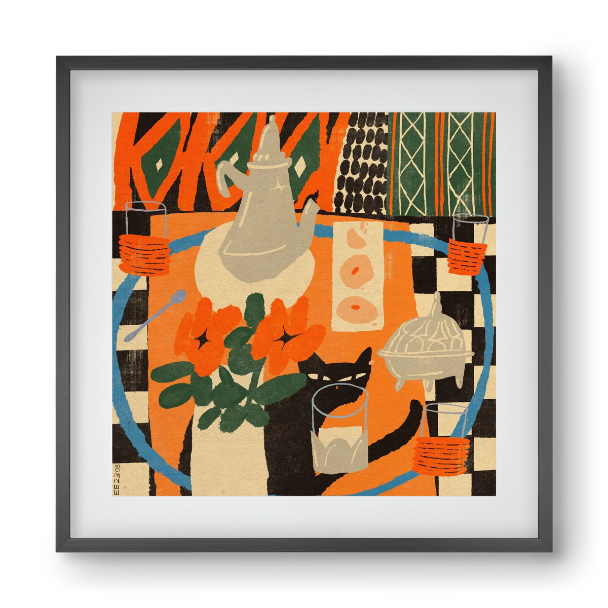 Afternoon Still Life, 40x40 cm (30x30 cm), Fekete keret, paszpartuval