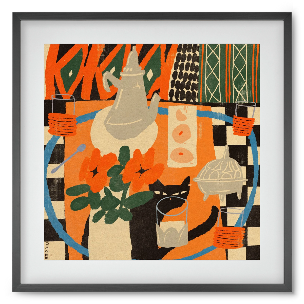 Afternoon Still Life, 50x50 cm (40x40 cm), Fekete keret, paszpartuval