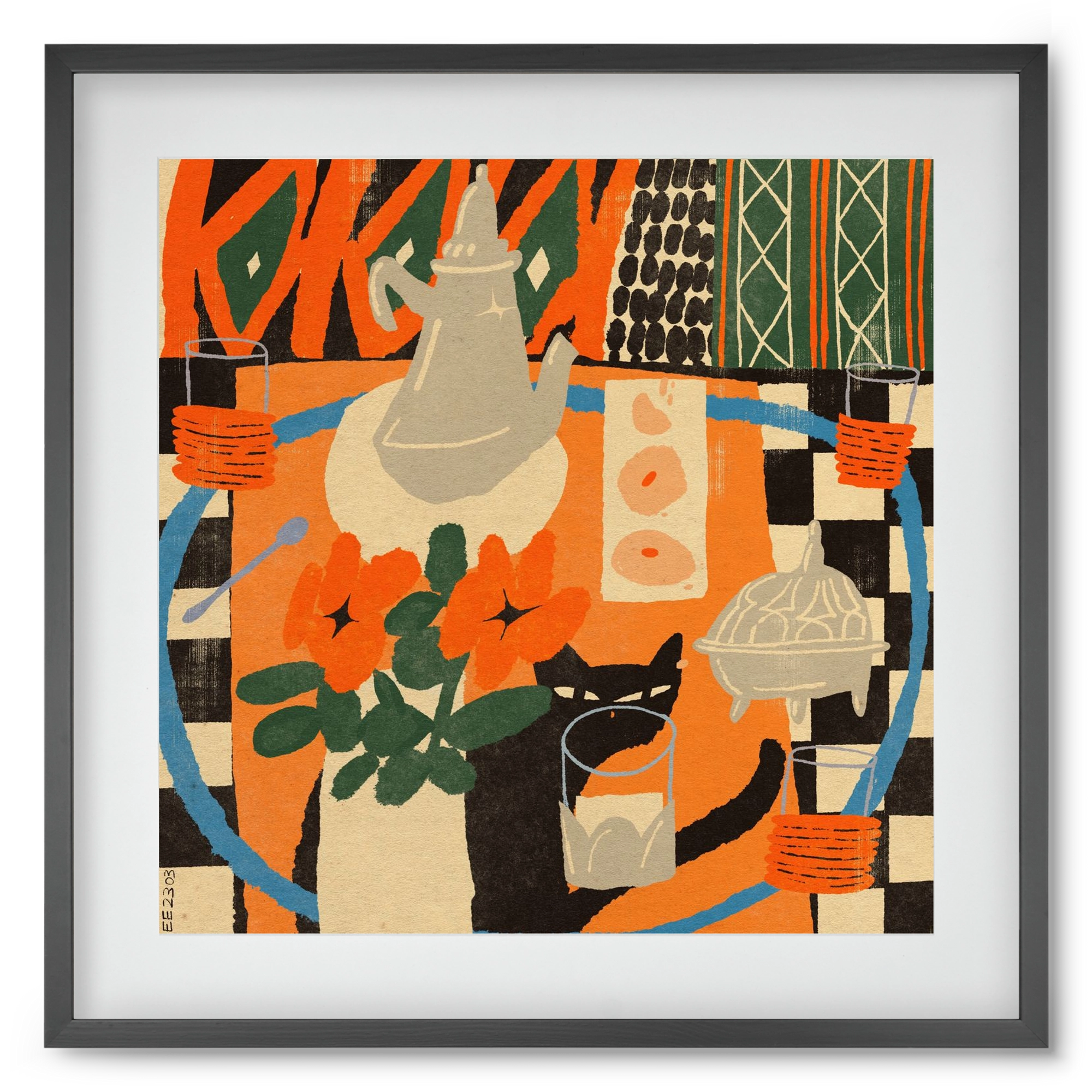 Afternoon Still Life, 50x50 cm (40x40 cm), Fekete keret, paszpartuval