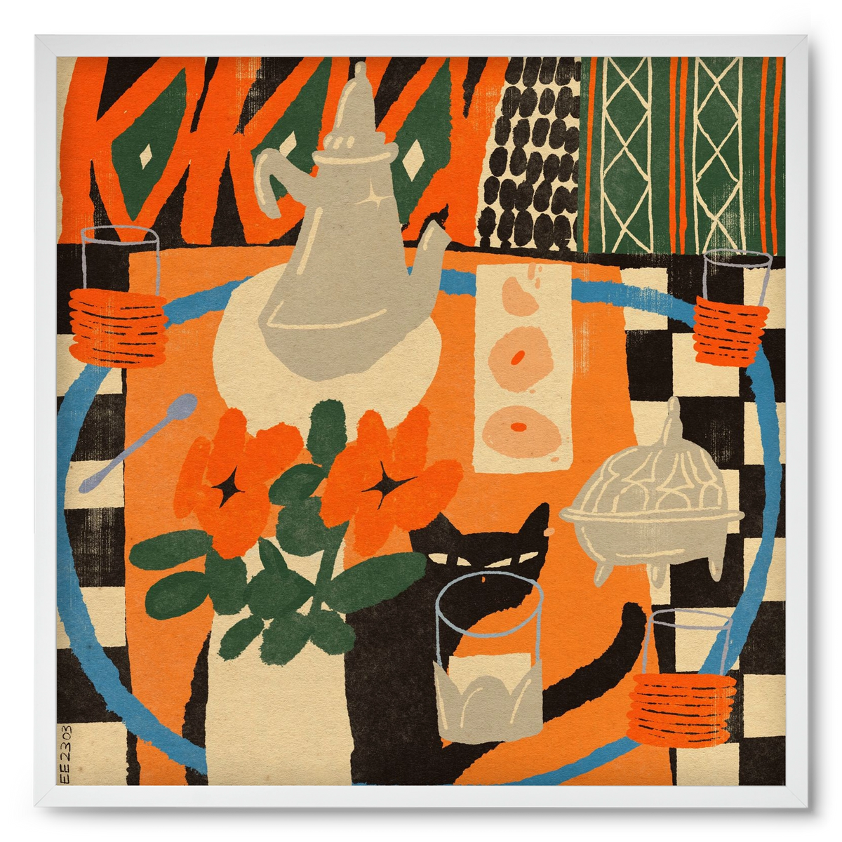 Afternoon Still Life, 50x50 cm (50x50 cm), Fehér keret