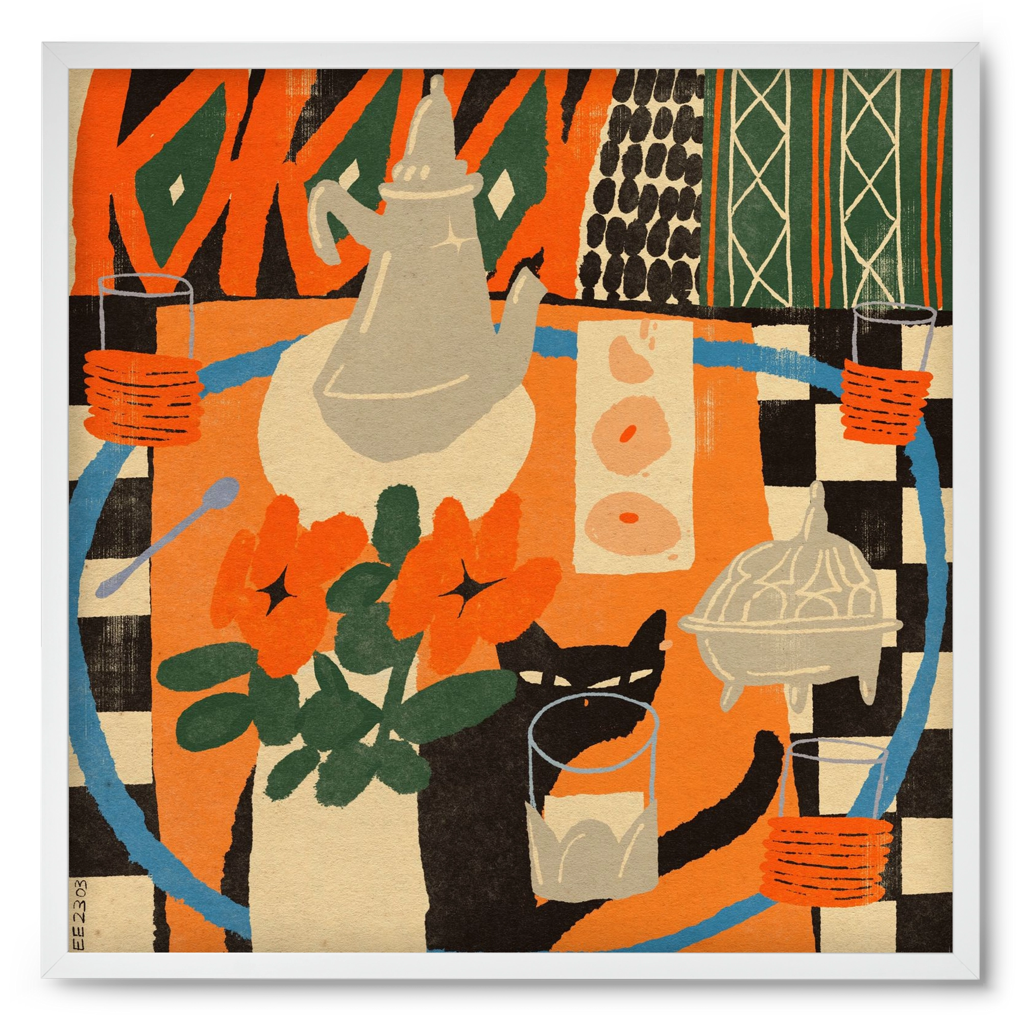 Afternoon Still Life, 50x50 cm (50x50 cm), Fehér keret