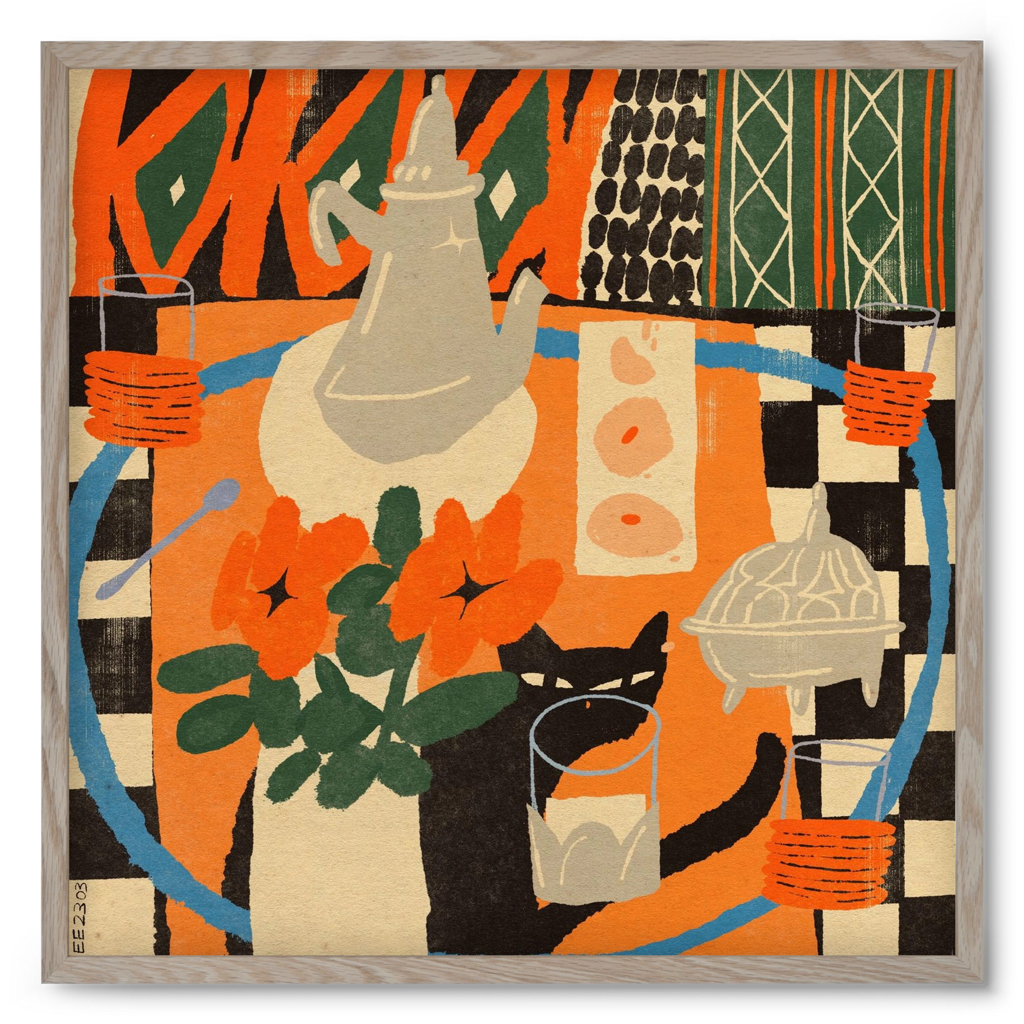 Afternoon Still Life, 50x50 cm (50x50 cm), Tölgy keret