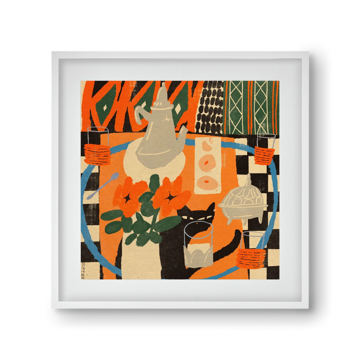 Afternoon Still Life, 30x30 cm (20x20 cm), Fehér keret, paszpartuval