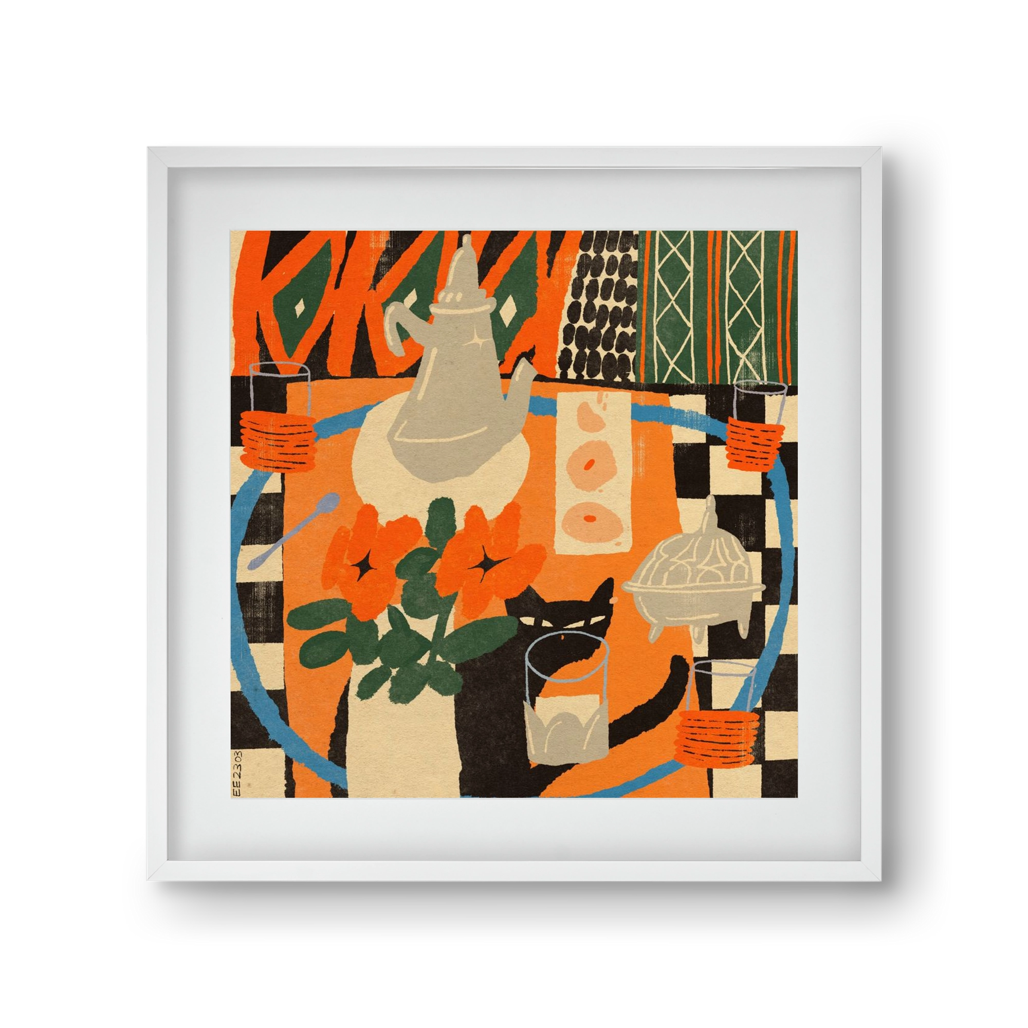 Afternoon Still Life, 30x30 cm (20x20 cm), Fehér keret, paszpartuval