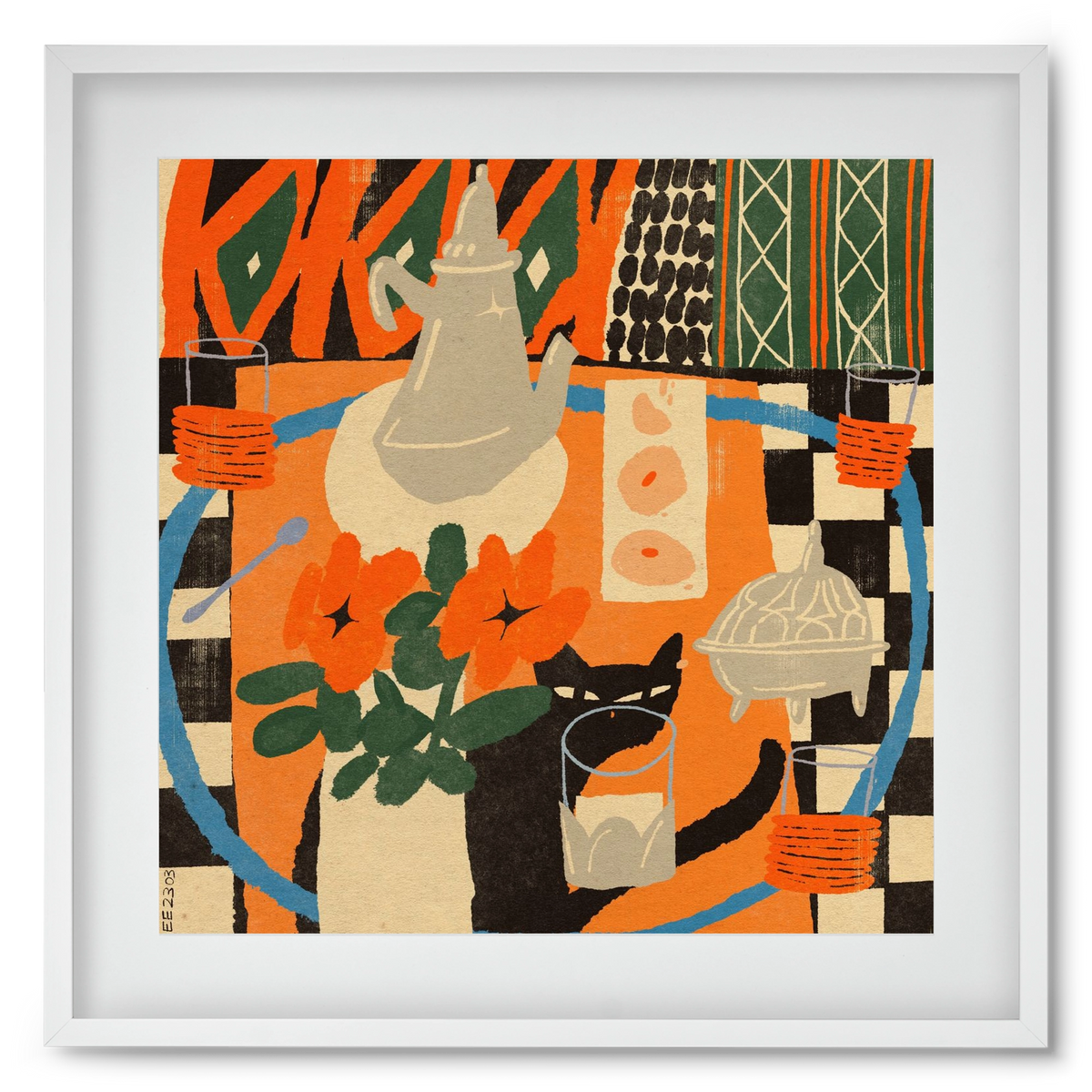 Afternoon Still Life, 50x50 cm (40x40 cm), Fehér keret, paszpartuval