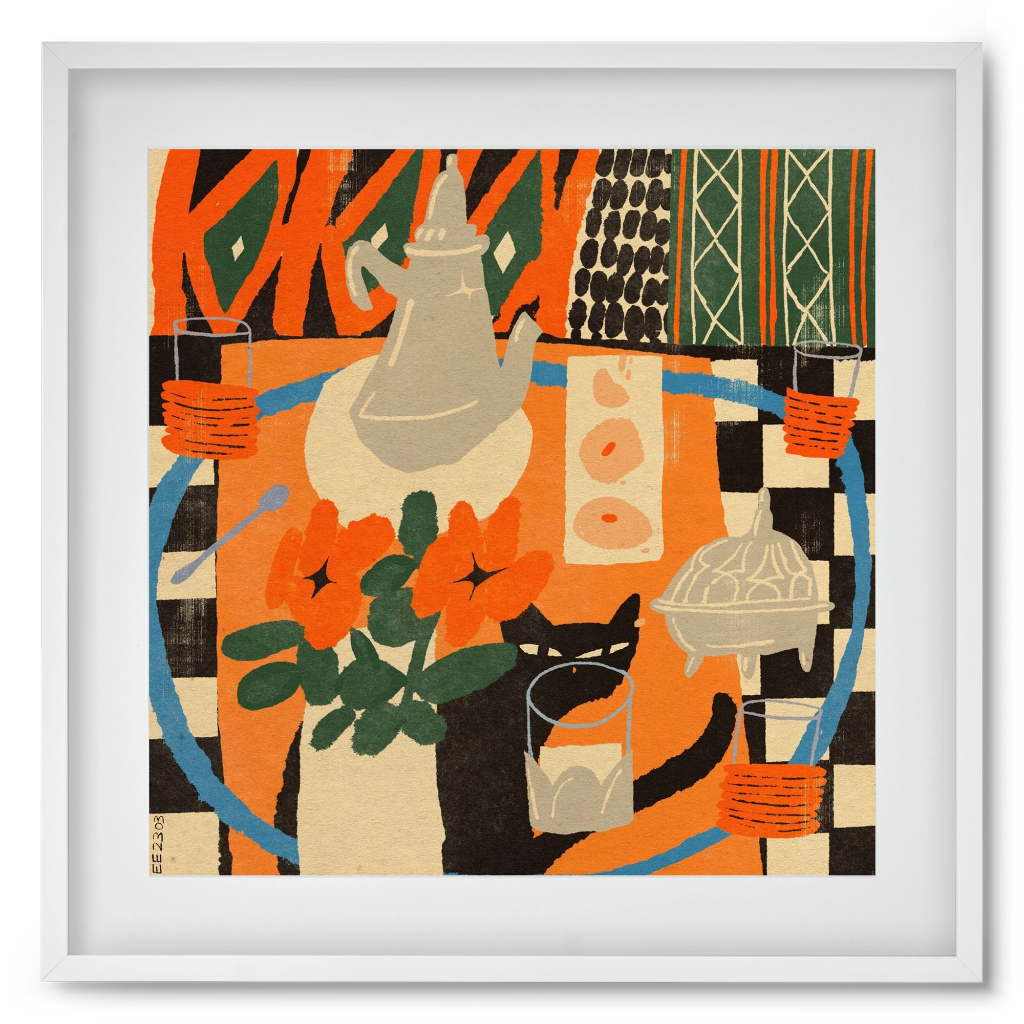 Afternoon Still Life, 50x50 cm (40x40 cm), Fehér keret, paszpartuval