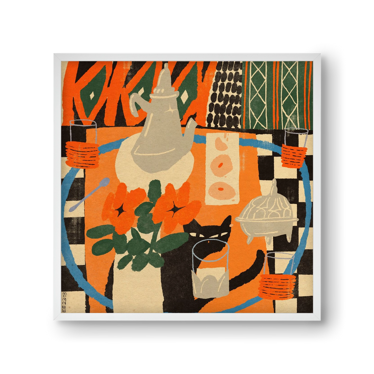 Afternoon Still Life, 30x30 cm (30x30 cm), Fehér keret