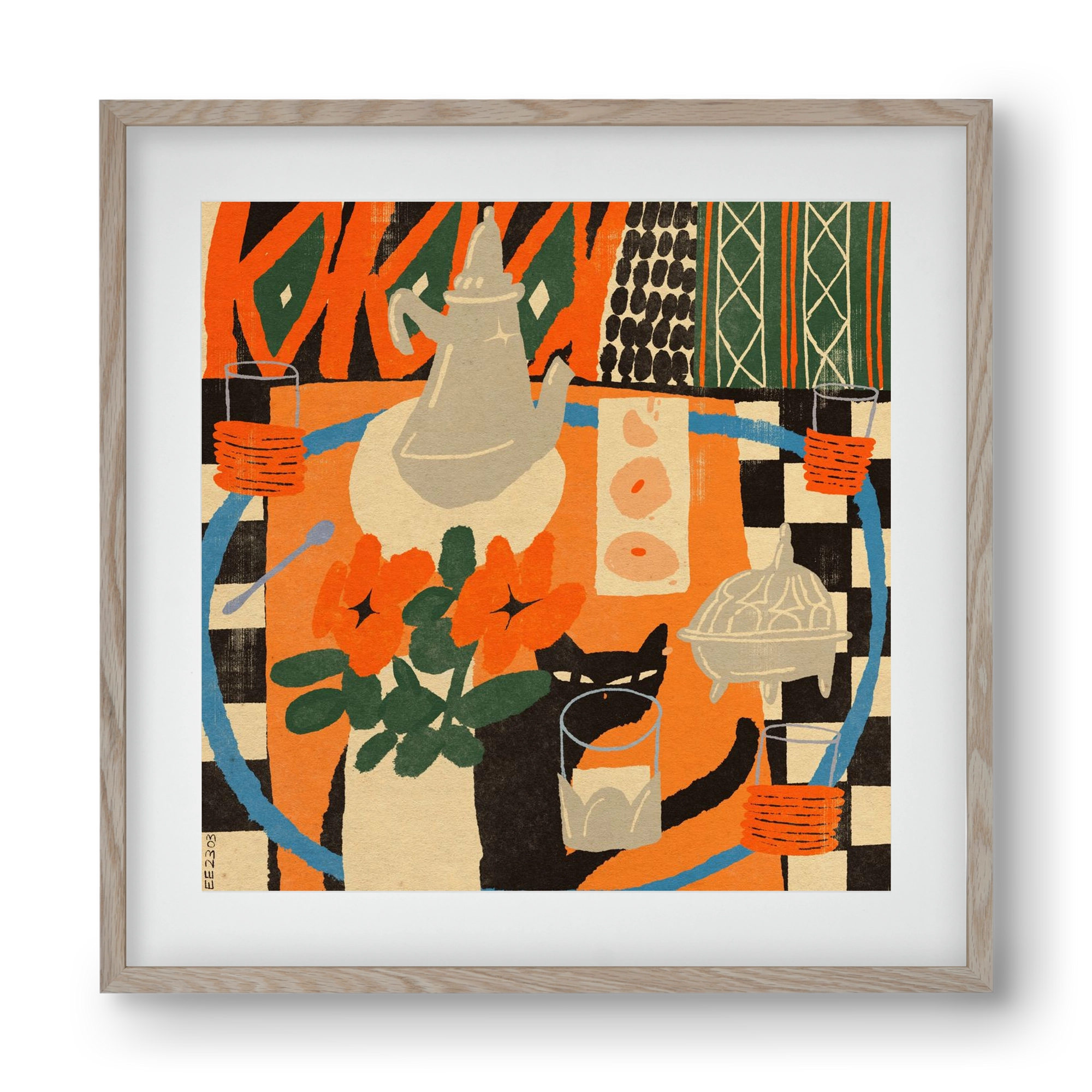 Afternoon Still Life, 40x40 cm (30x30 cm), Tölgy keret, paszpartuval