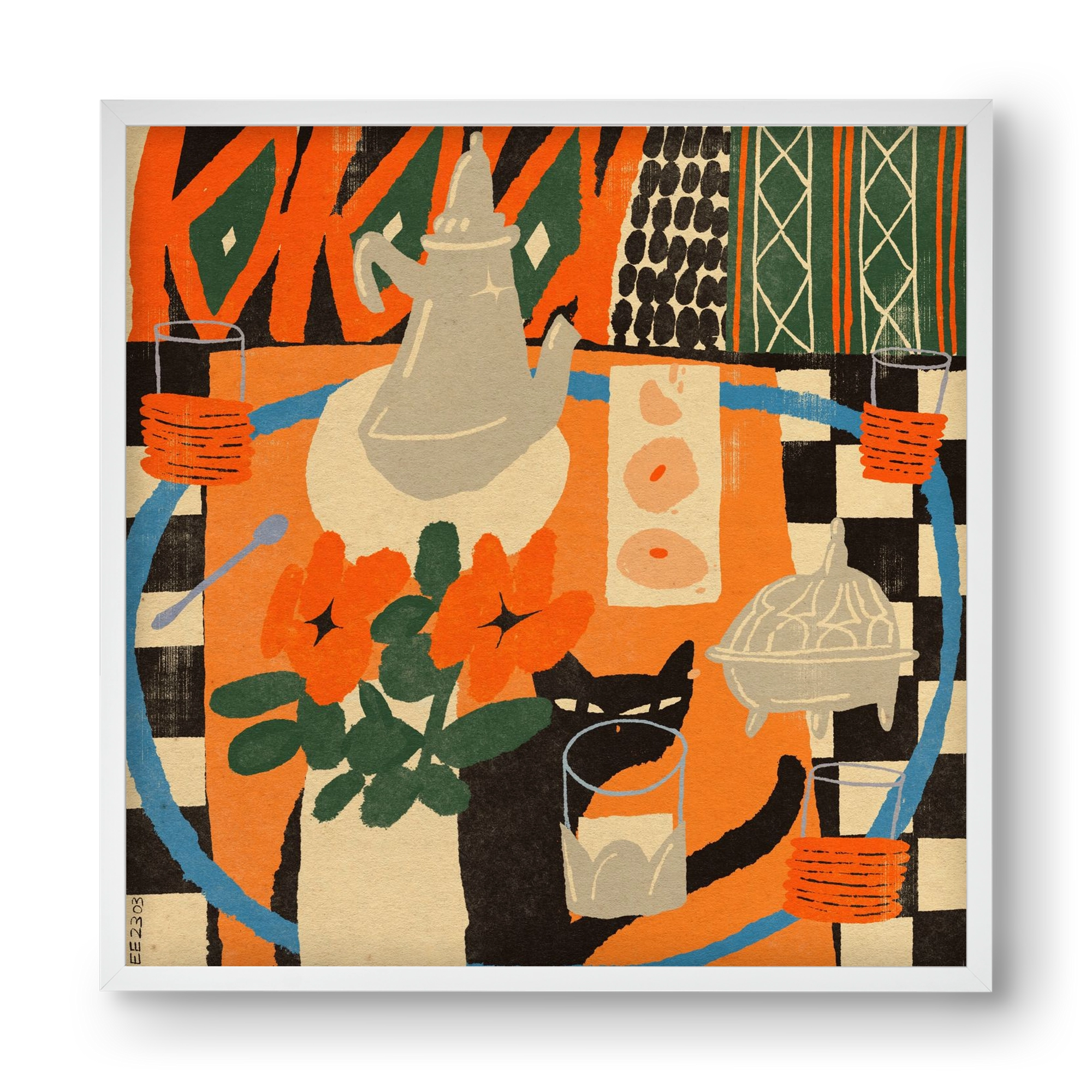 Afternoon Still Life, 40x40 cm (40x40 cm), Fehér keret