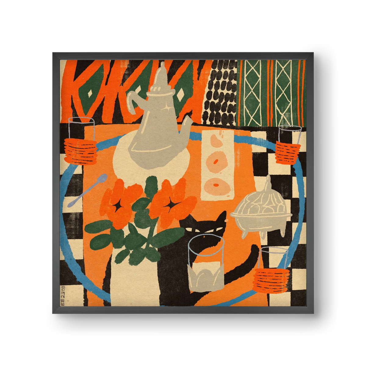 Afternoon Still Life, 30x30 cm (30x30 cm), Fekete keret