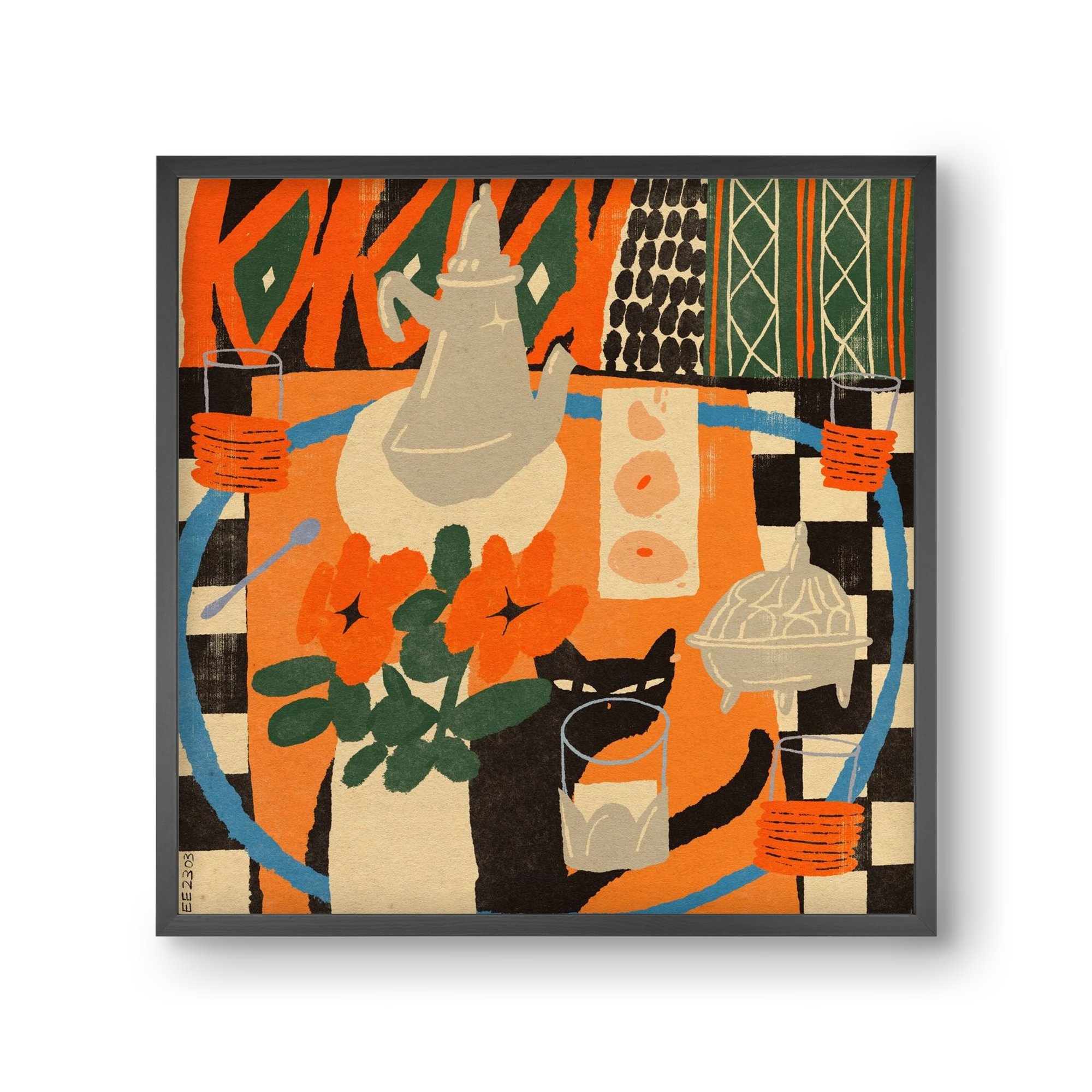 Afternoon Still Life, 30x30 cm (30x30 cm), Fekete keret