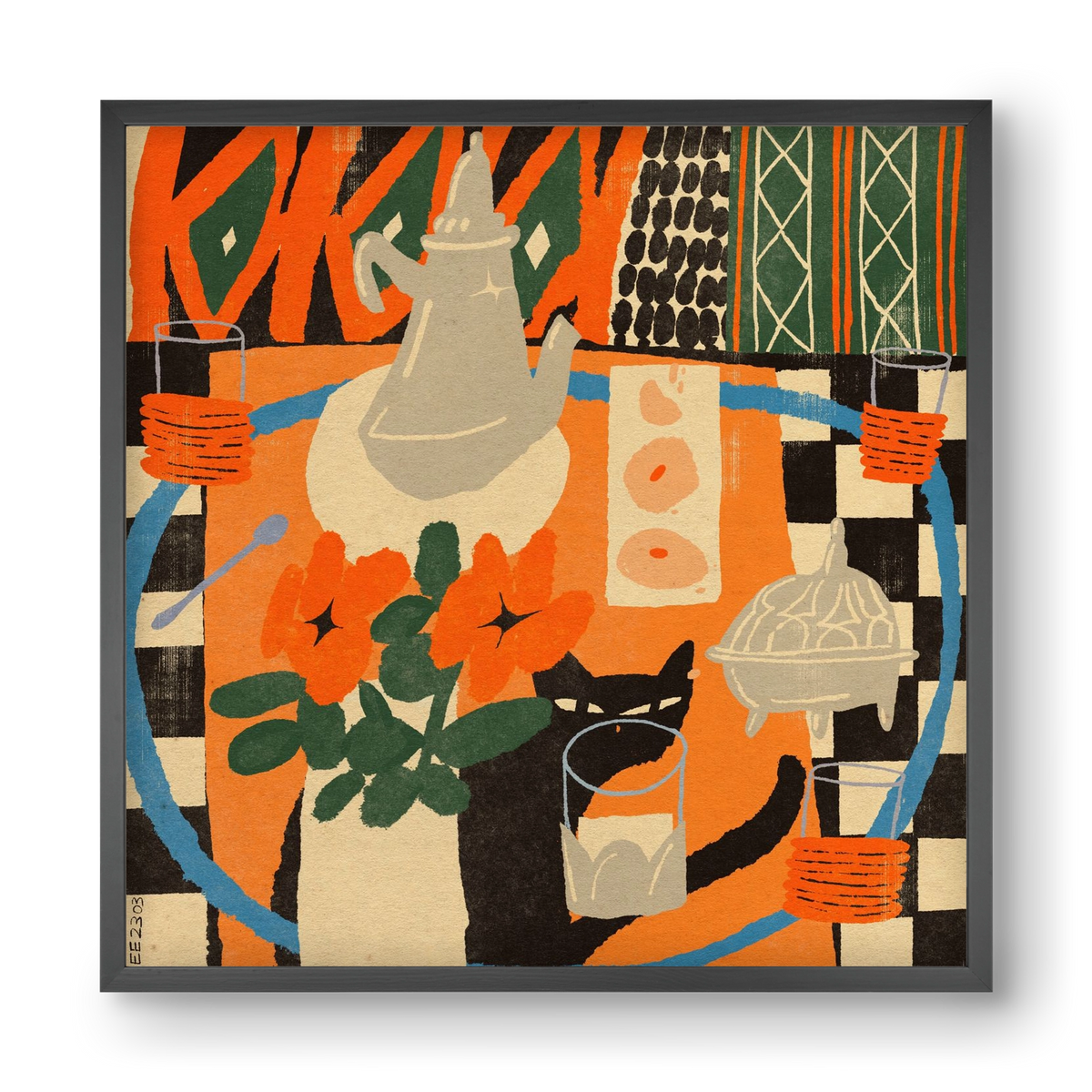 Afternoon Still Life, 40x40 cm (40x40 cm), Fekete keret