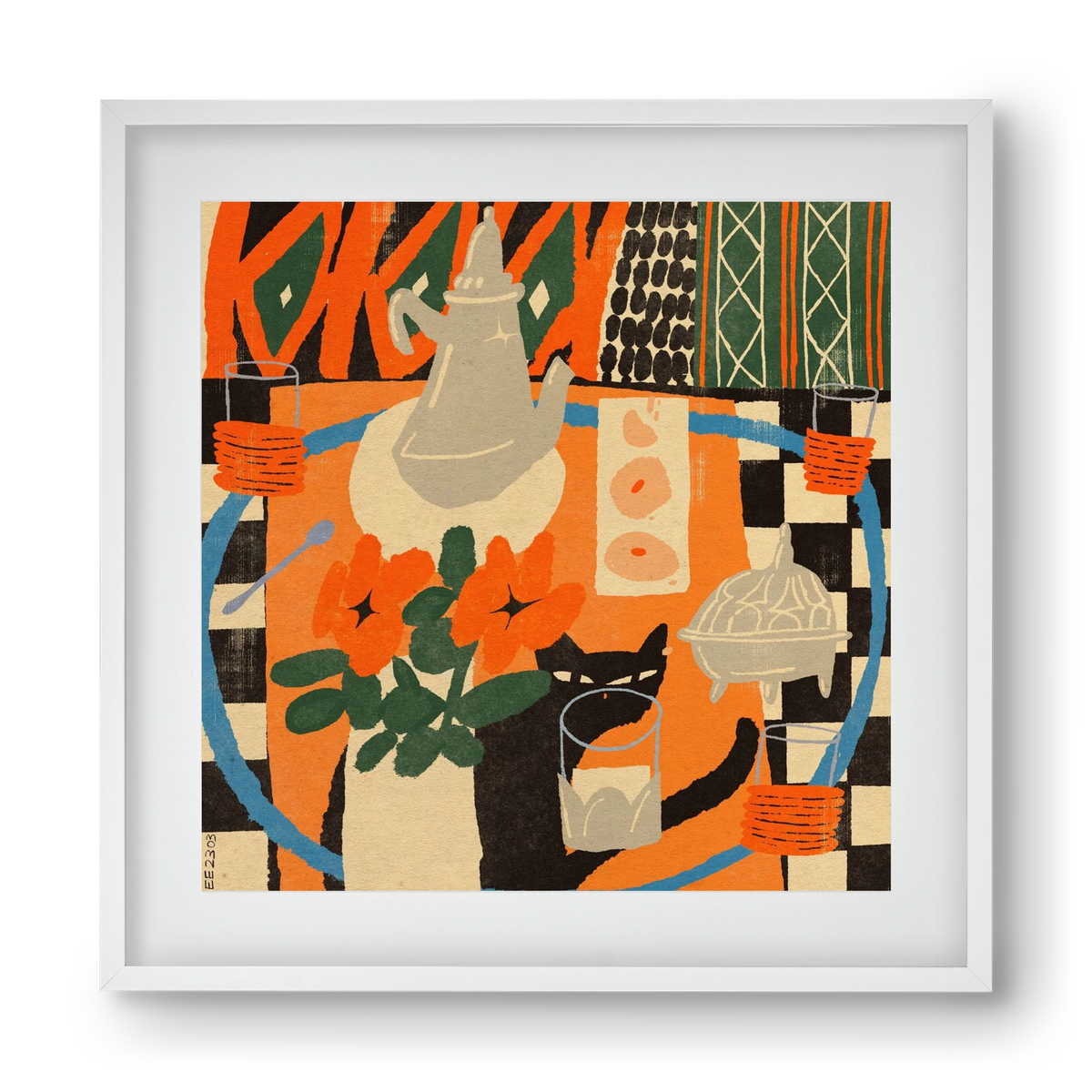 Afternoon Still Life, 40x40 cm (30x30 cm), Fehér keret, paszpartuval