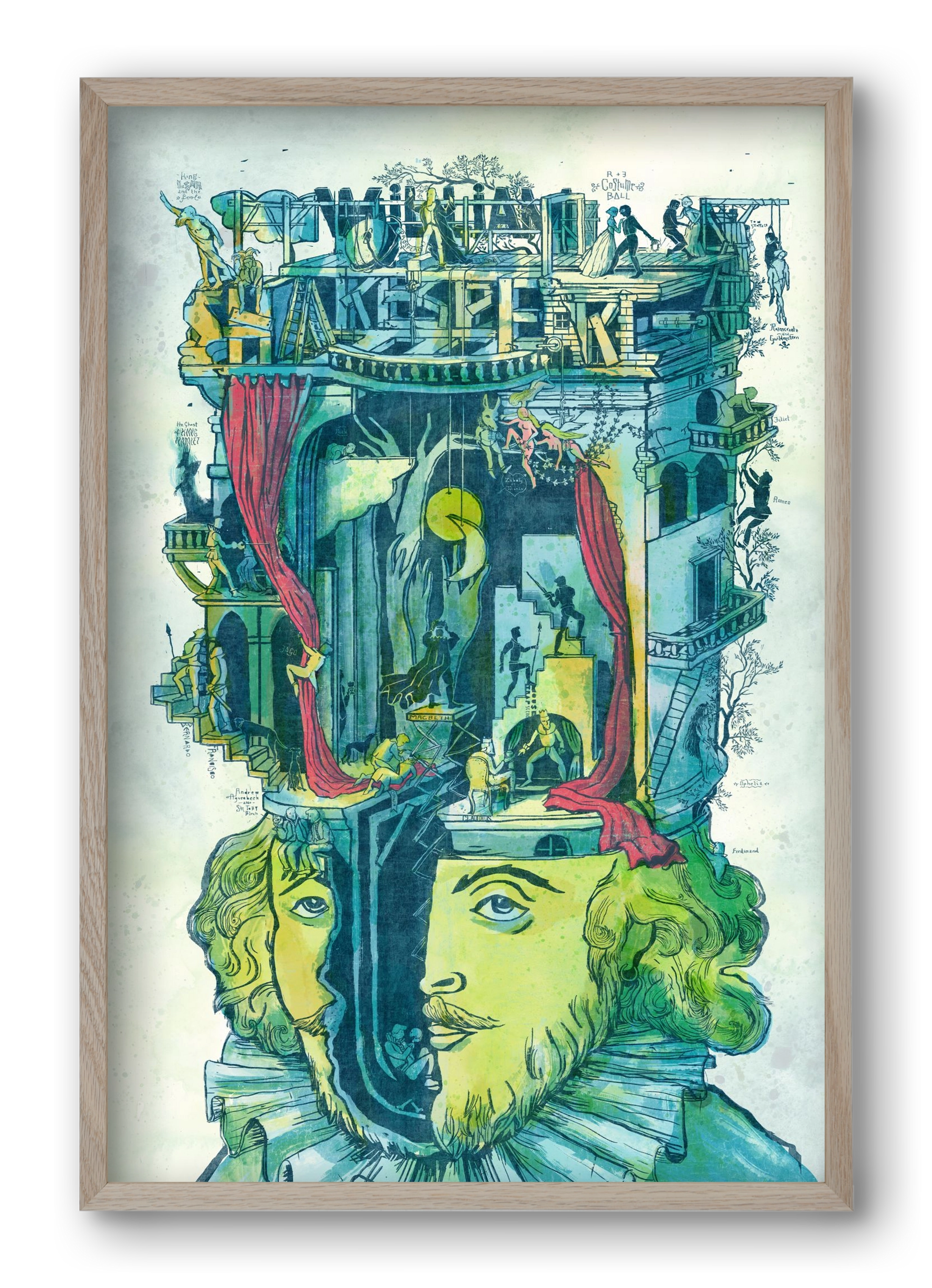 Shakespeare, 40x60 cm (40x60 cm), Tölgy keret