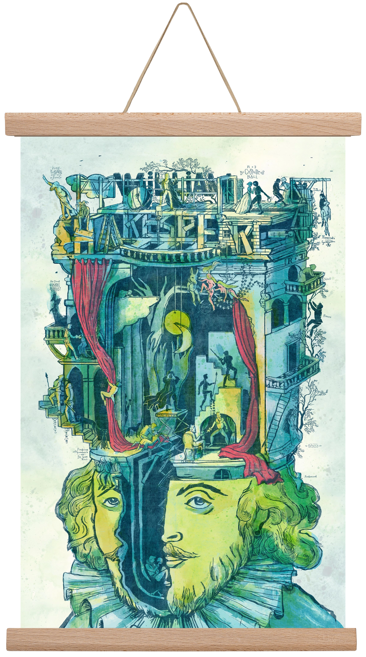 Shakespeare, 30x45 cm (30x45 cm), Tölgy akasztó