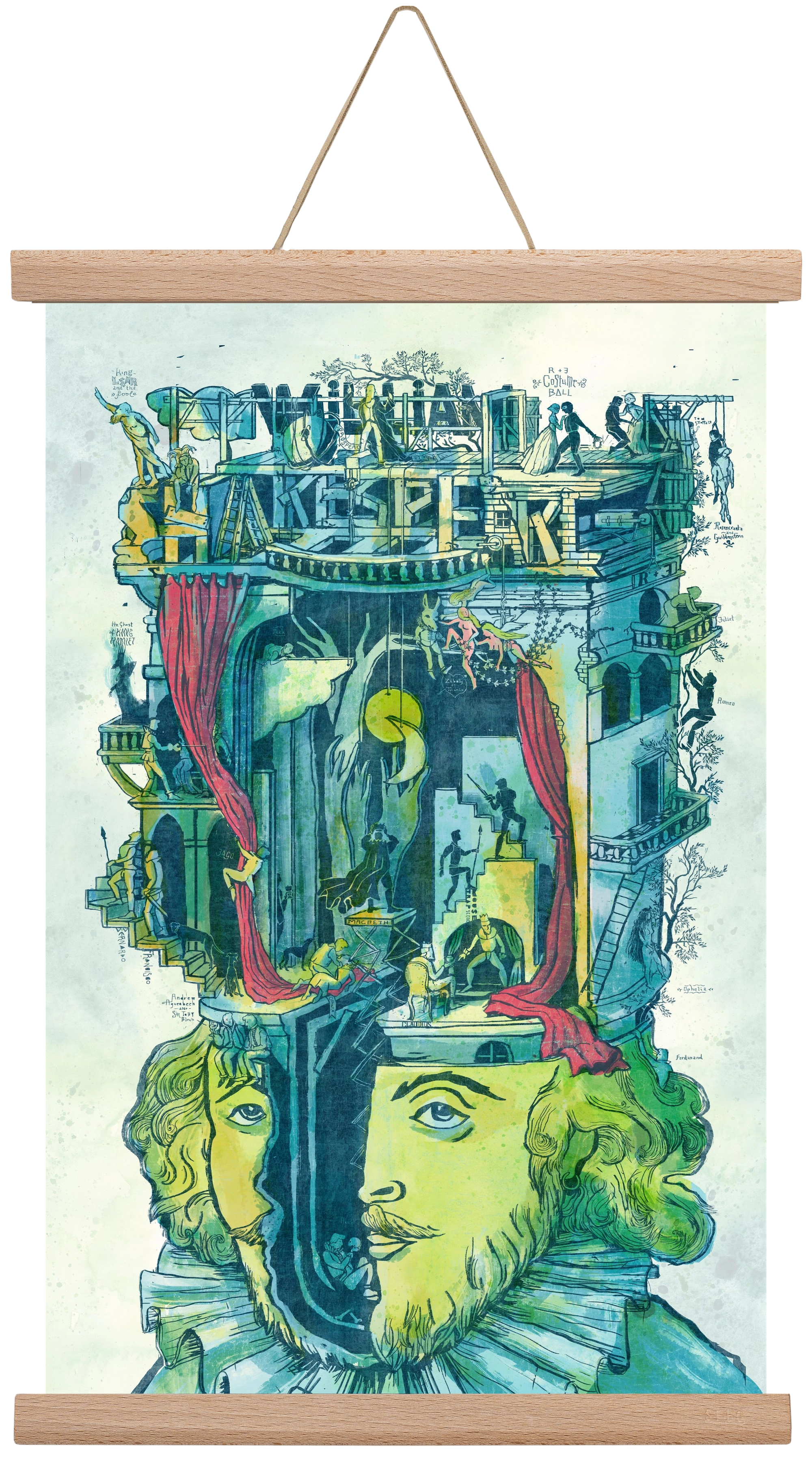 Shakespeare, 30x45 cm (30x45 cm), Tölgy akasztó