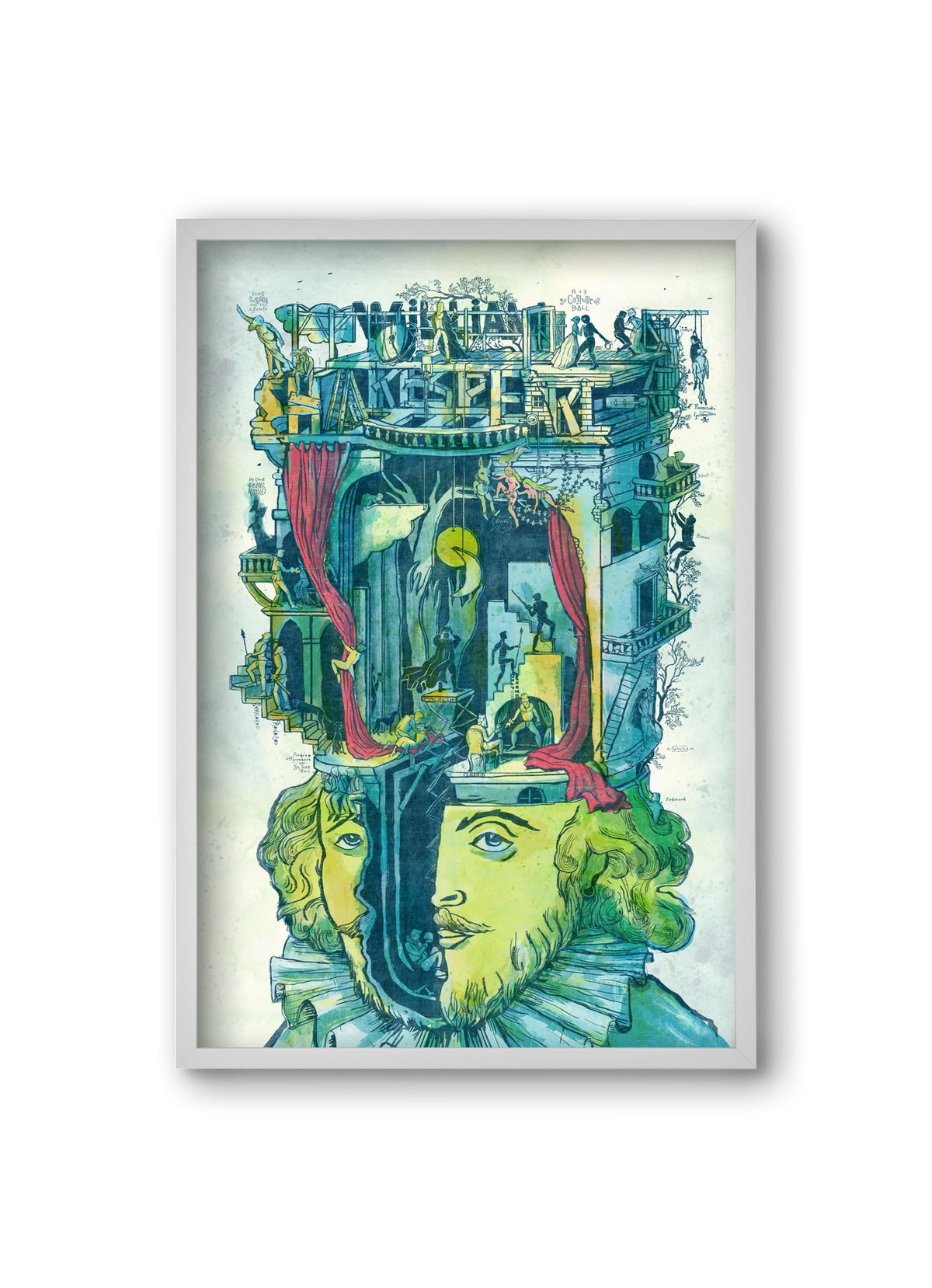 Shakespeare, 20x30 cm (20x30 cm), Fehér keret