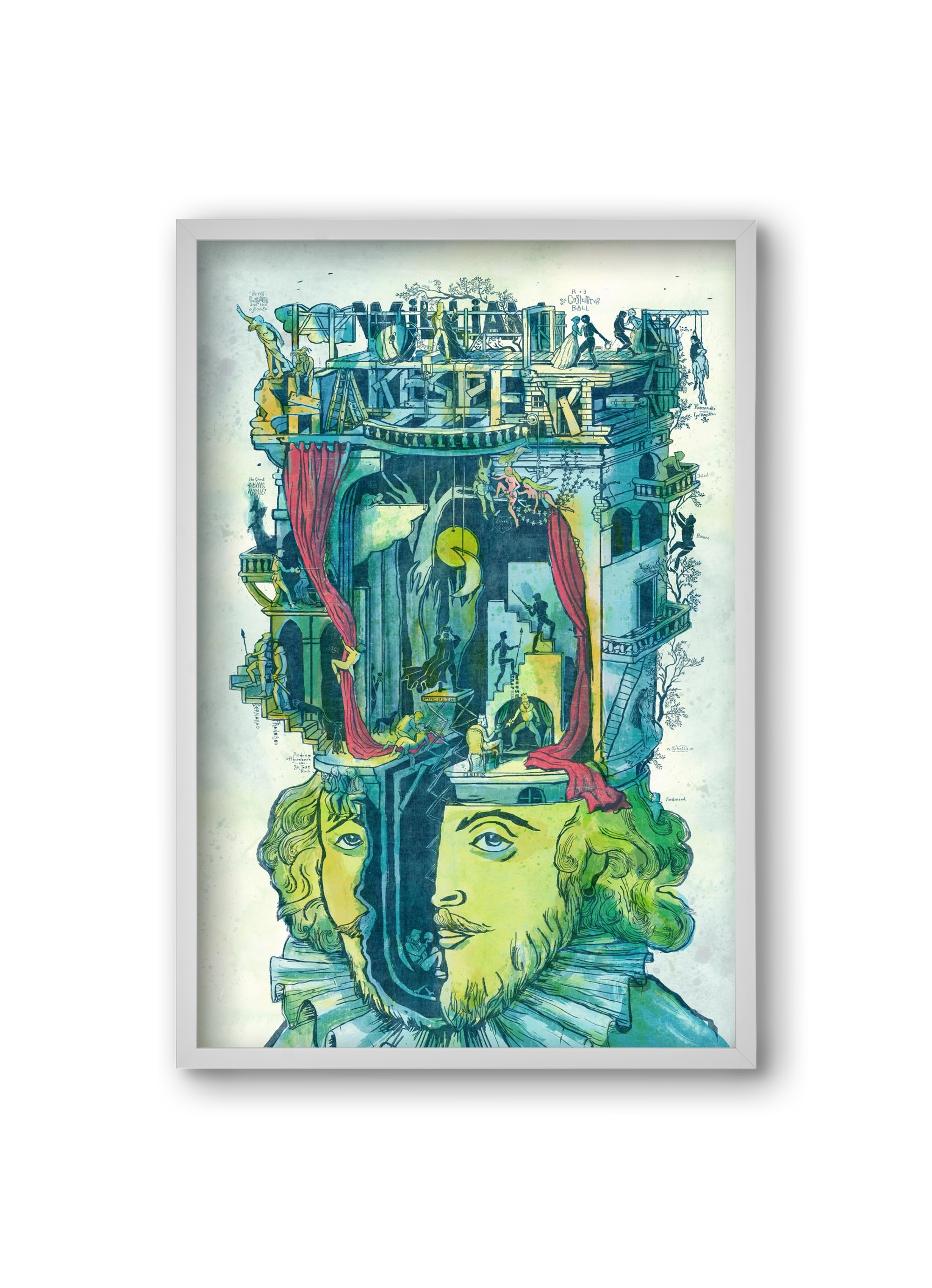 Shakespeare, 20x30 cm (20x30 cm), Fehér keret