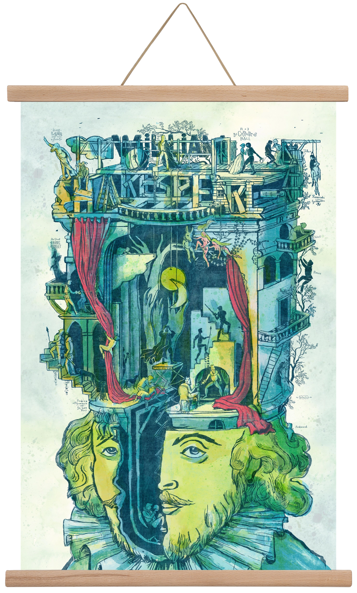 Shakespeare, 40x60 cm (40x60 cm), Tölgy akasztó