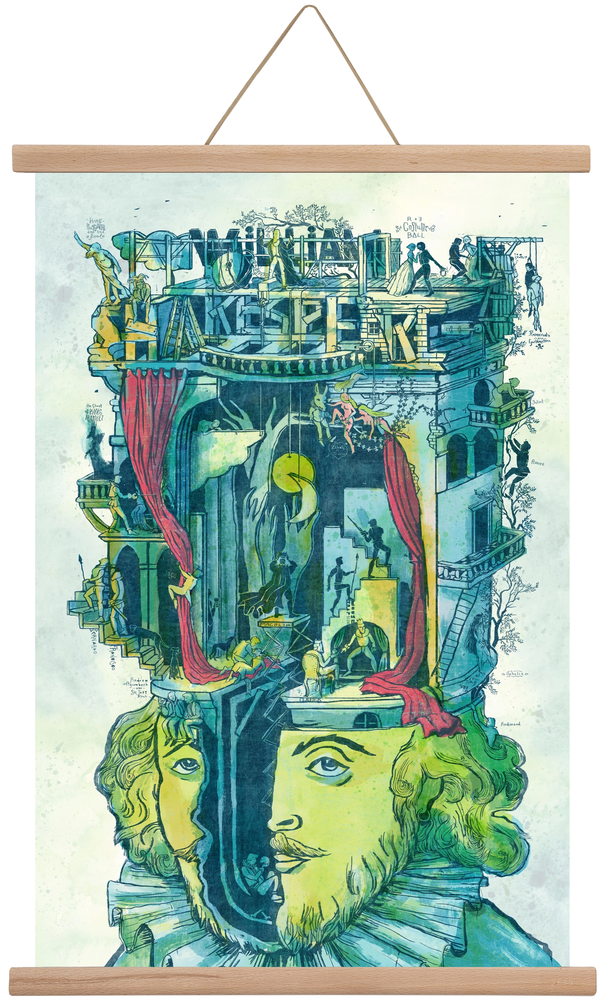 Shakespeare, 40x60 cm (40x60 cm), Tölgy akasztó