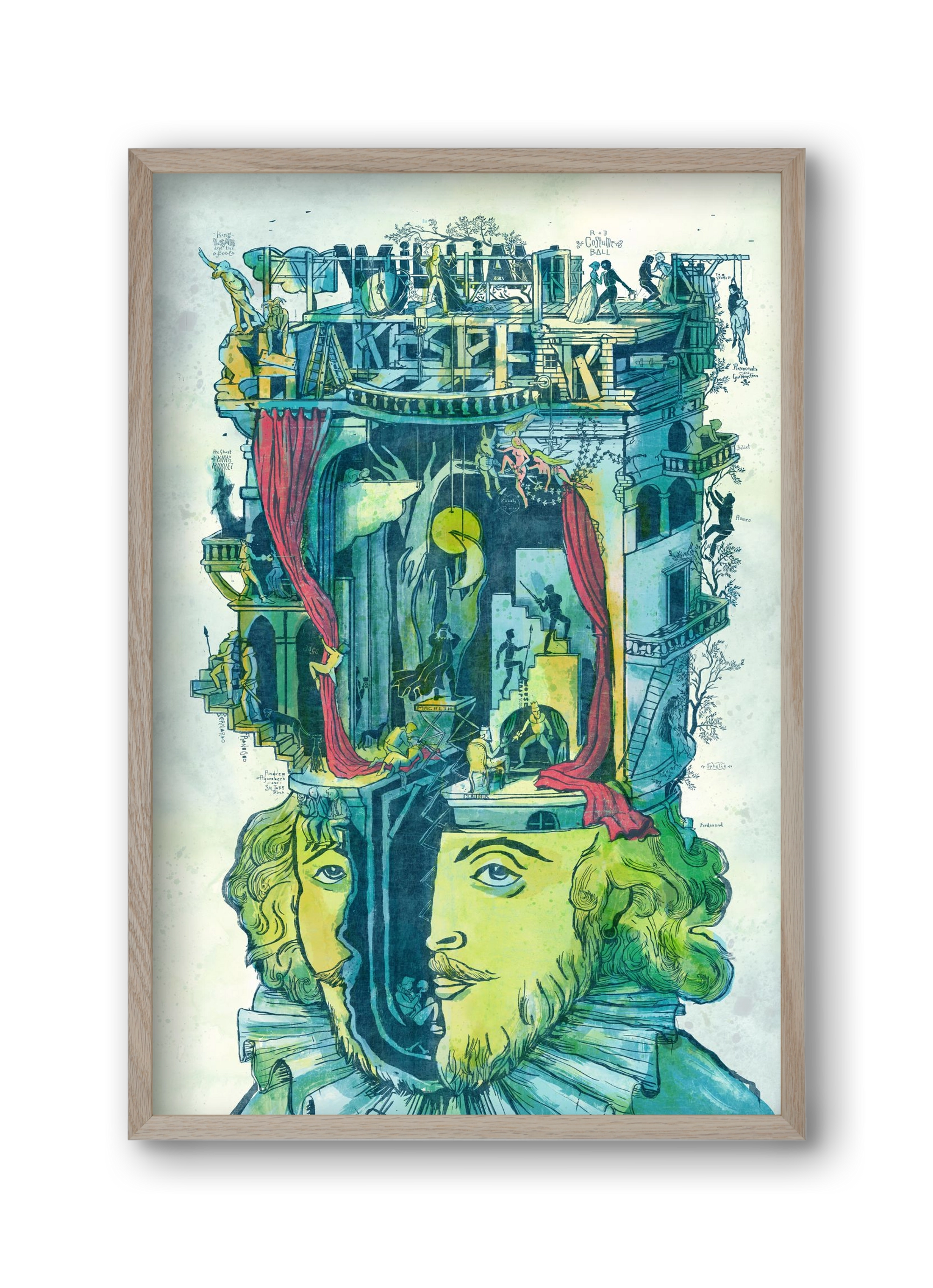 Shakespeare, 30x45 cm (30x45 cm), Tölgy keret