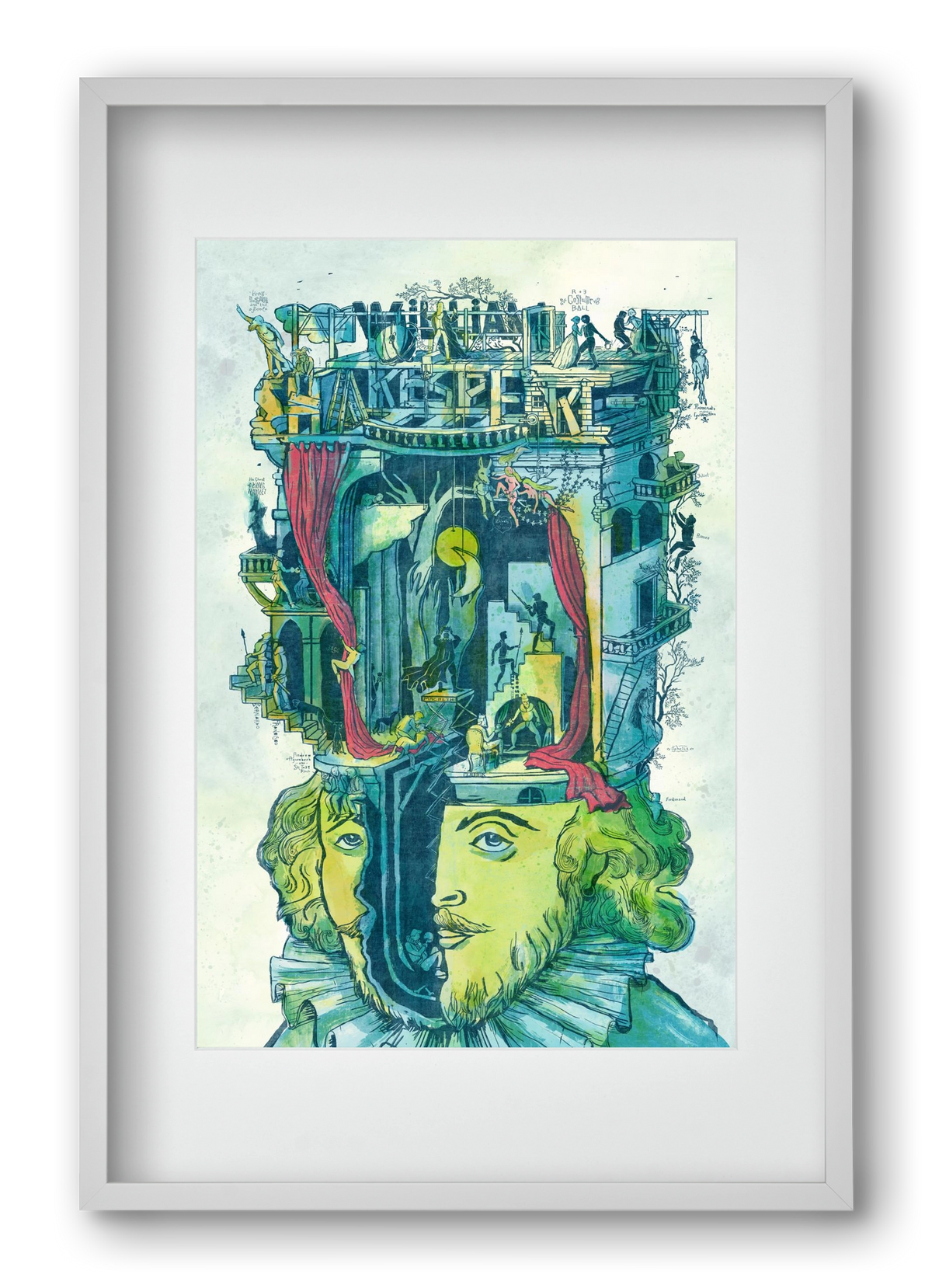 Shakespeare, 40x60 cm (30x45 cm), Fehér keret, paszpartuval