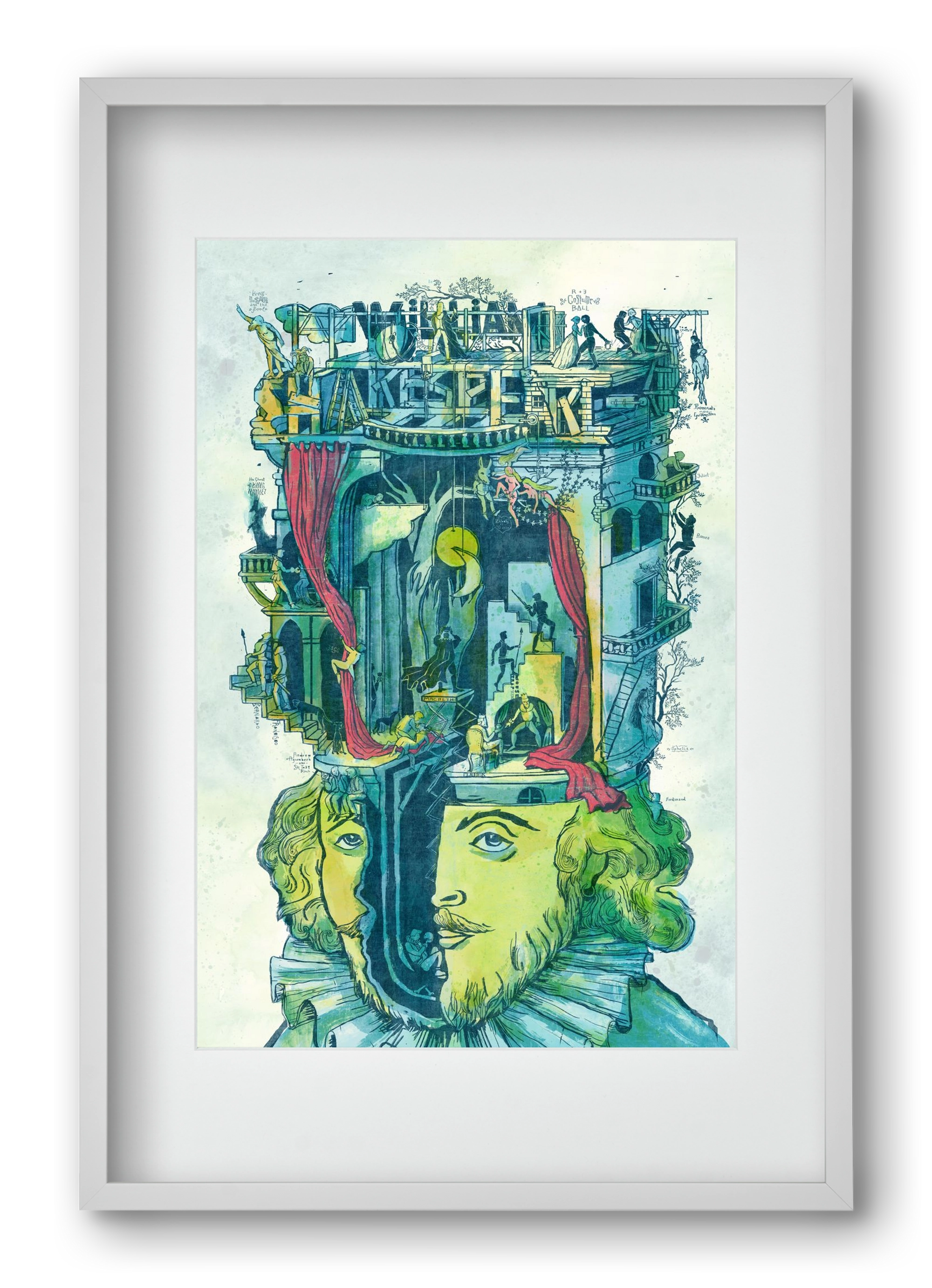 Shakespeare, 40x60 cm (30x45 cm), Fehér keret, paszpartuval