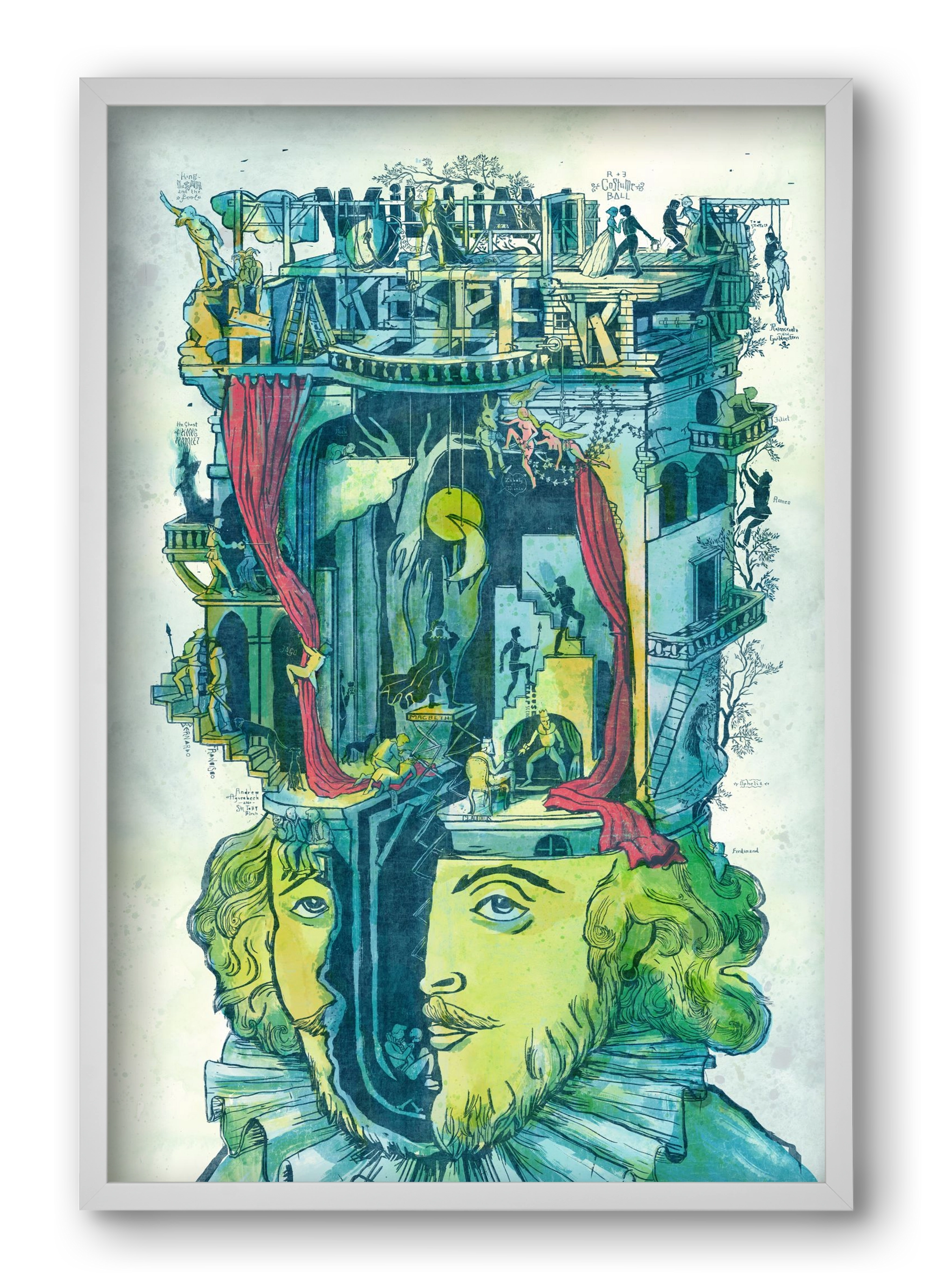 Shakespeare, 40x60 cm (40x60 cm), Fehér keret