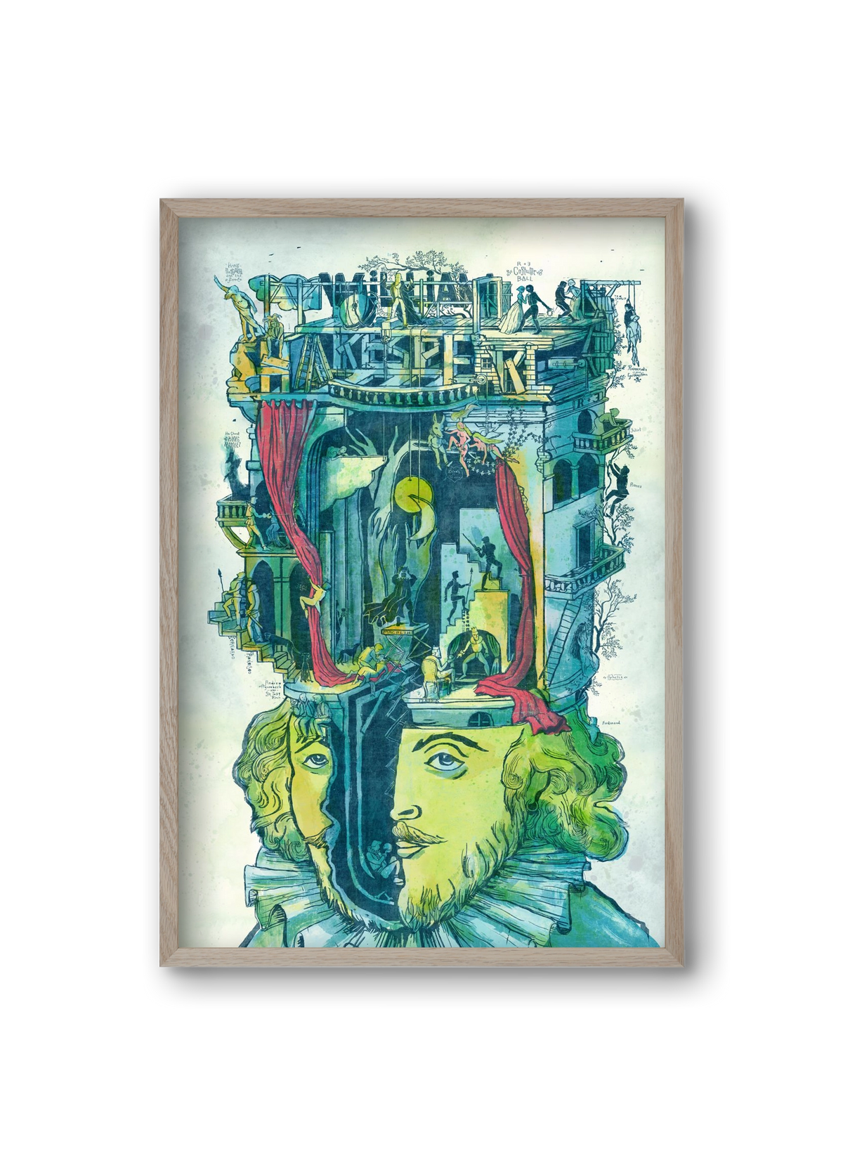 Shakespeare, 20x30 cm (20x30 cm), Tölgy keret