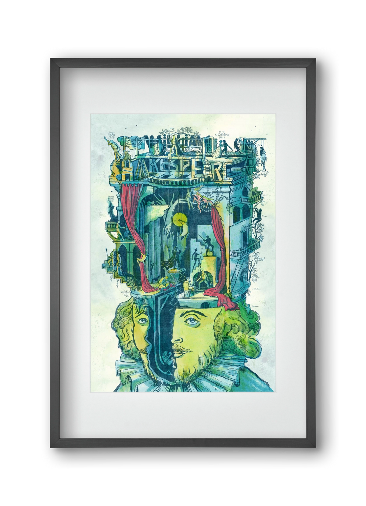 Shakespeare, 30x45 cm (20x30 cm), Fekete keret, paszpartuval