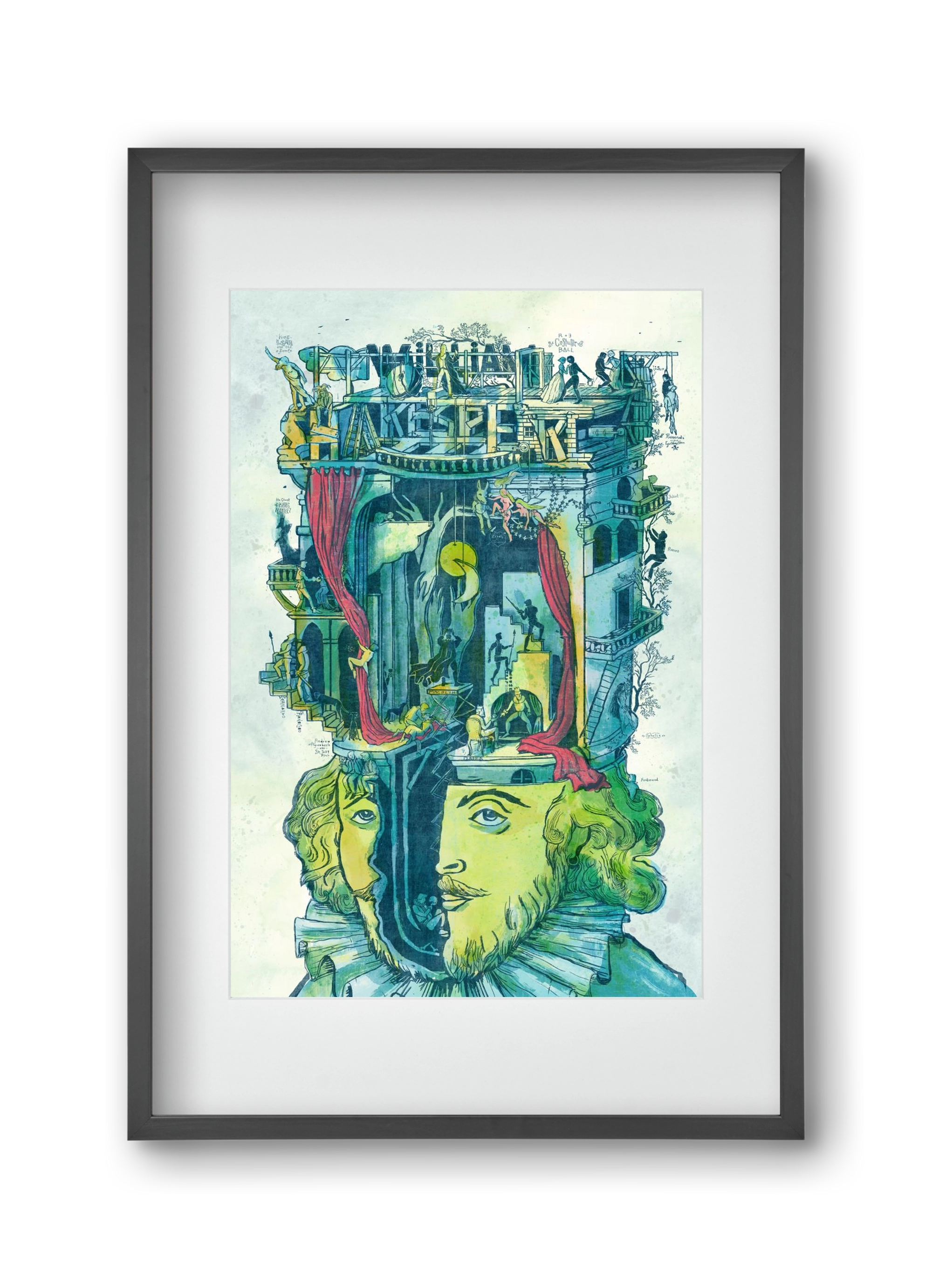 Shakespeare, 30x45 cm (20x30 cm), Fekete keret, paszpartuval