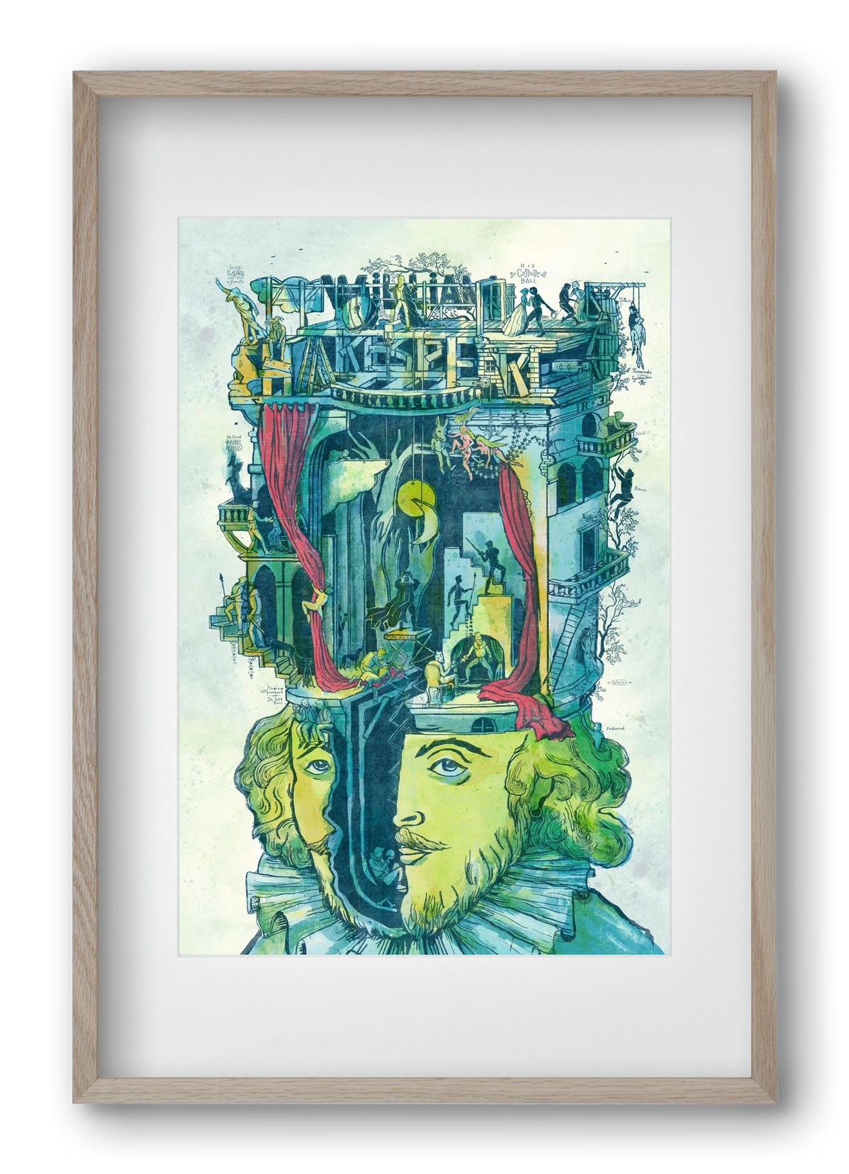 Shakespeare, 40x60 cm (30x45 cm), Tölgy keret, paszpartuval