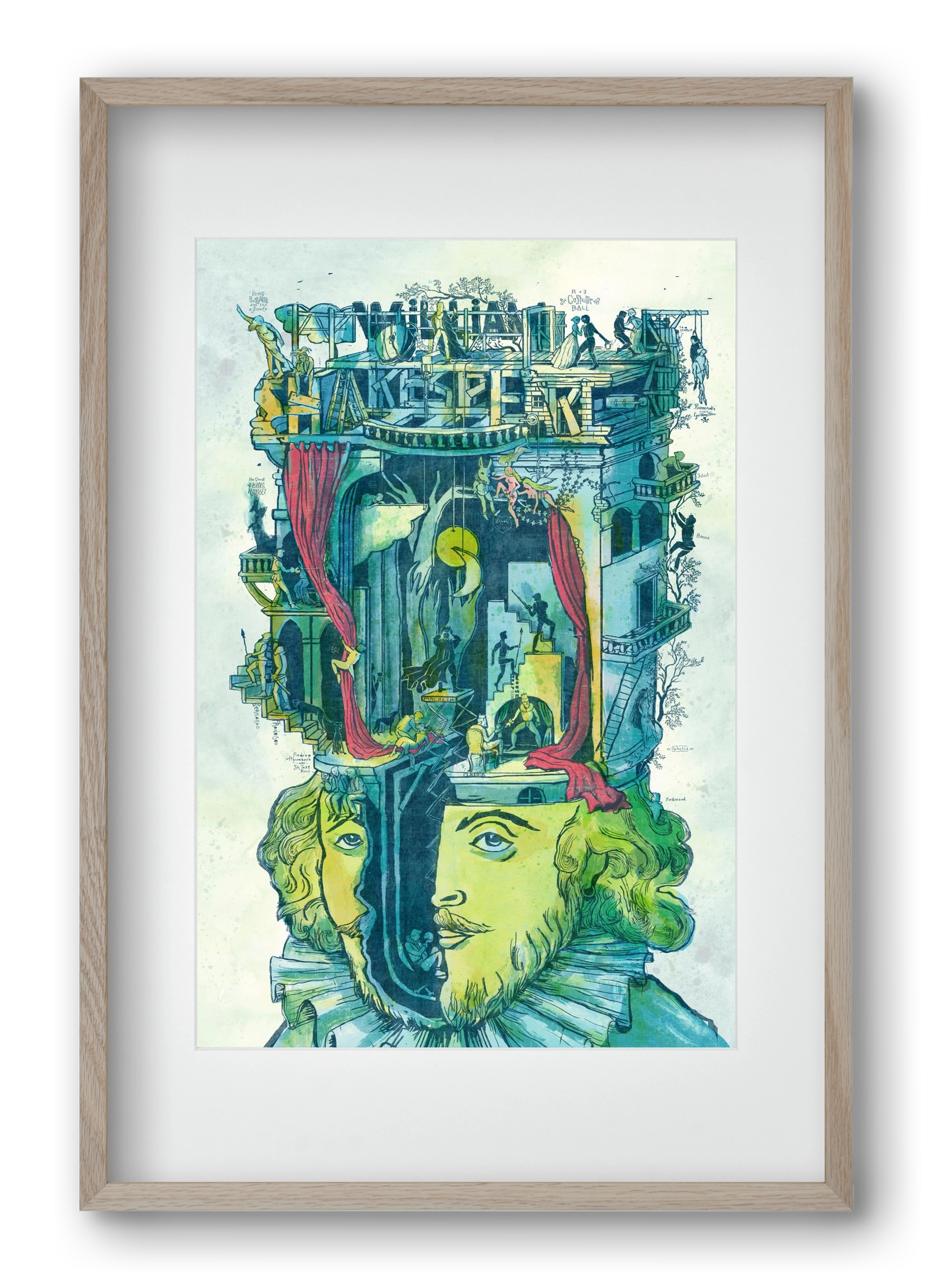 Shakespeare, 40x60 cm (30x45 cm), Tölgy keret, paszpartuval