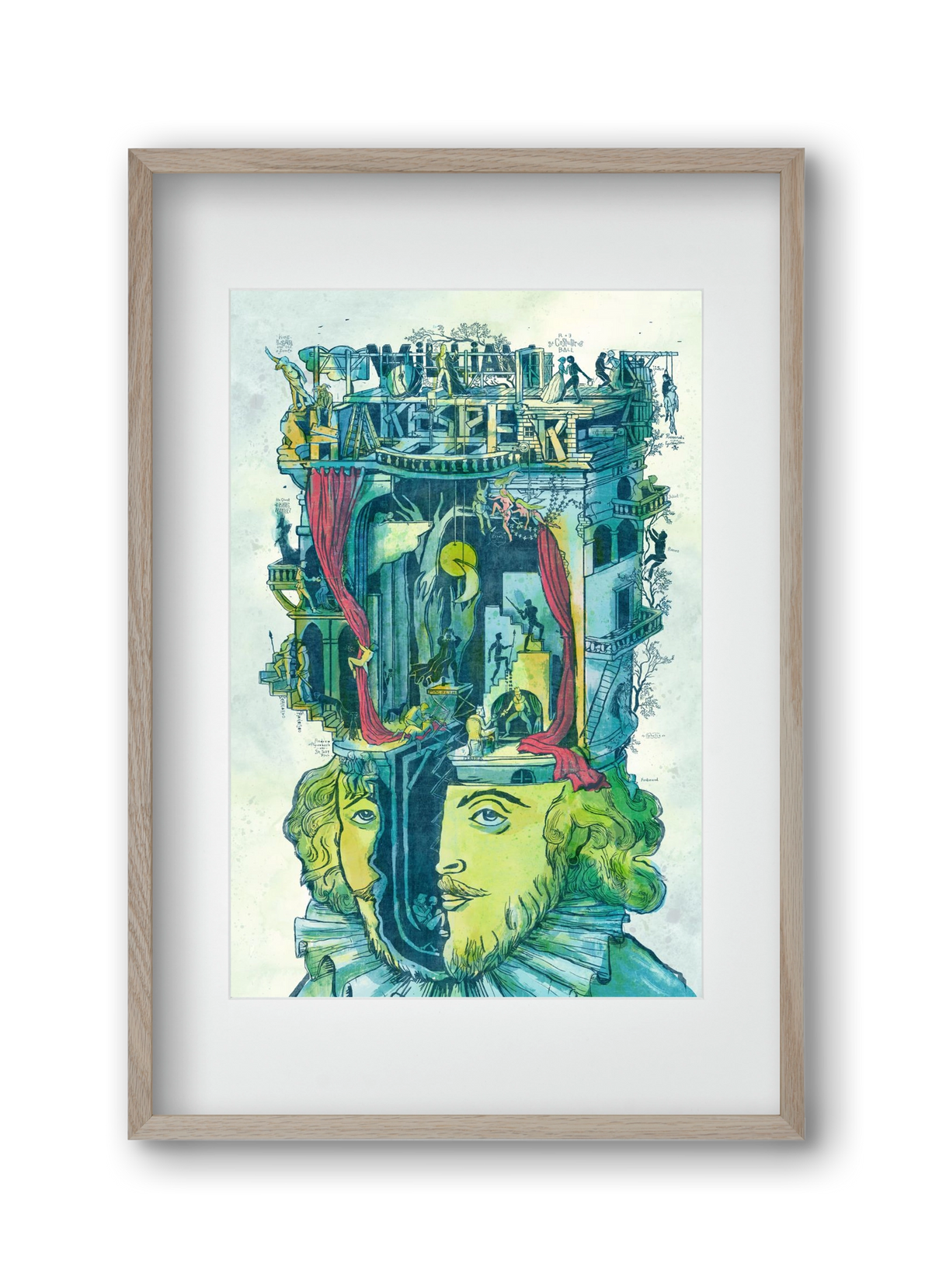 Shakespeare, 30x45 cm (20x30 cm), Tölgy keret, paszpartuval