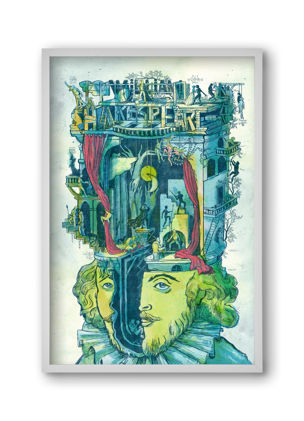 Shakespeare, 30x45 cm (30x45 cm), Fehér keret