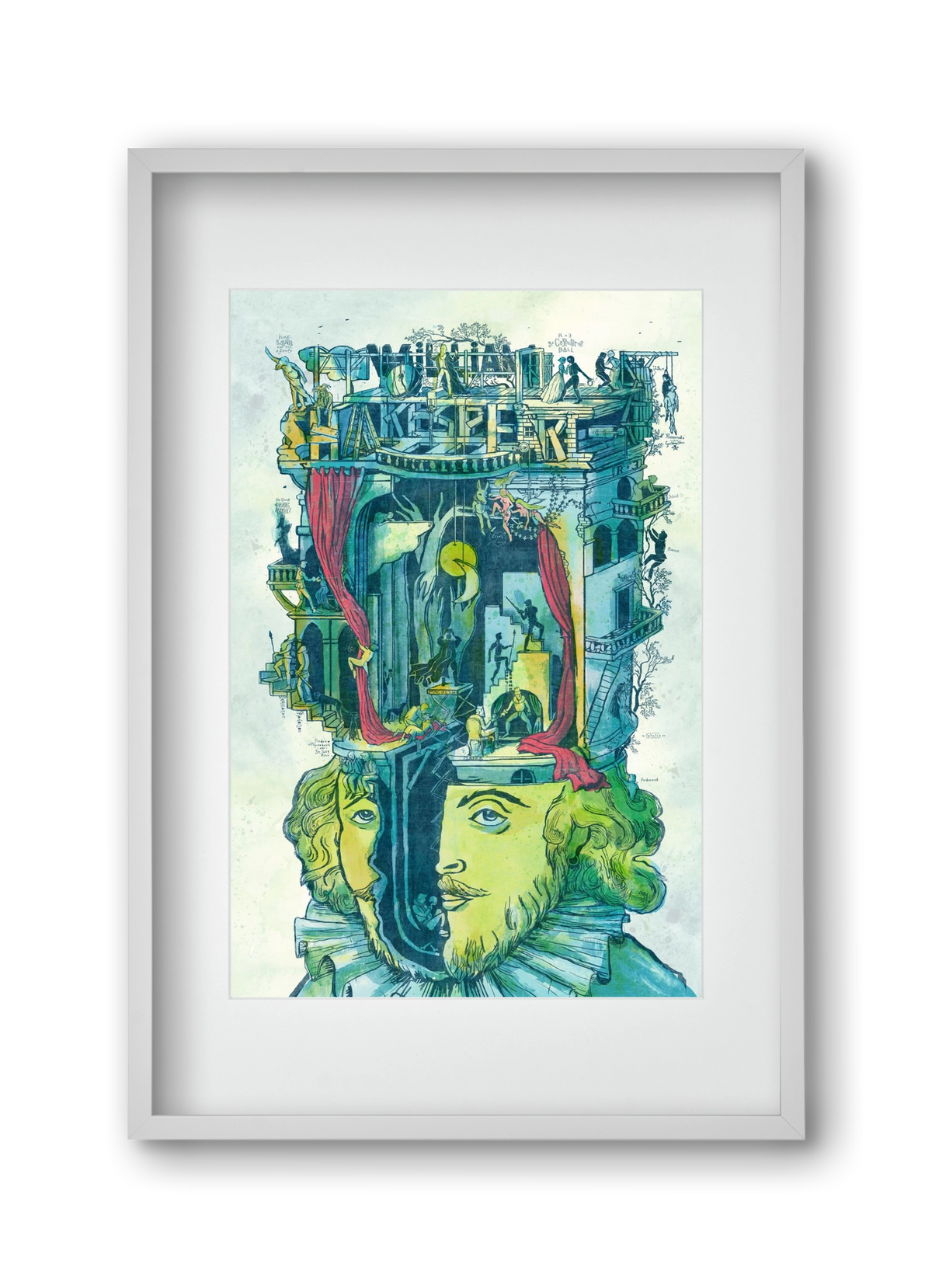 Shakespeare, 30x45 cm (20x30 cm), Fehér keret, paszpartuval