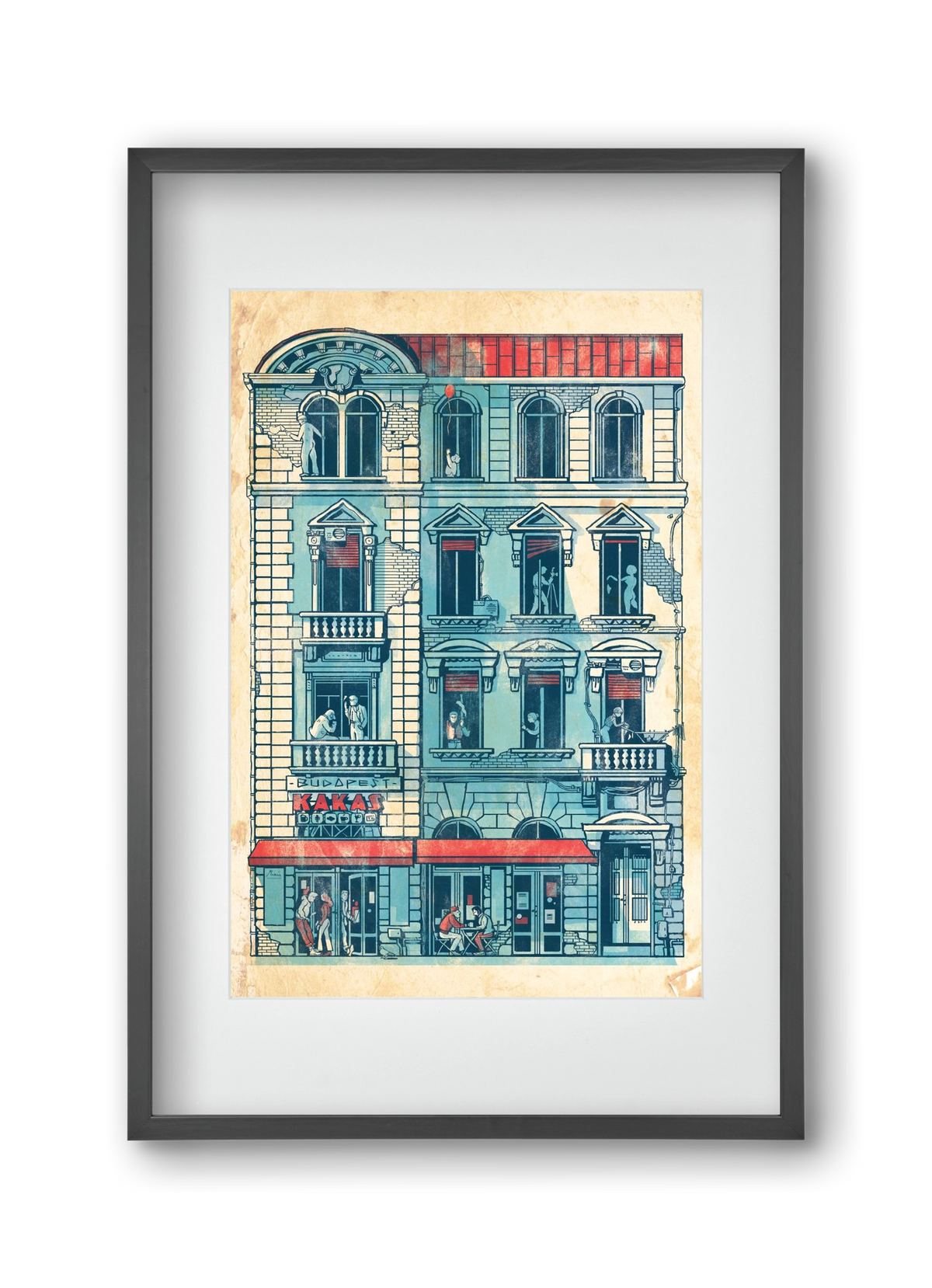 Akacfa street, 30x45 cm (20x30 cm), Fekete keret, paszpartuval