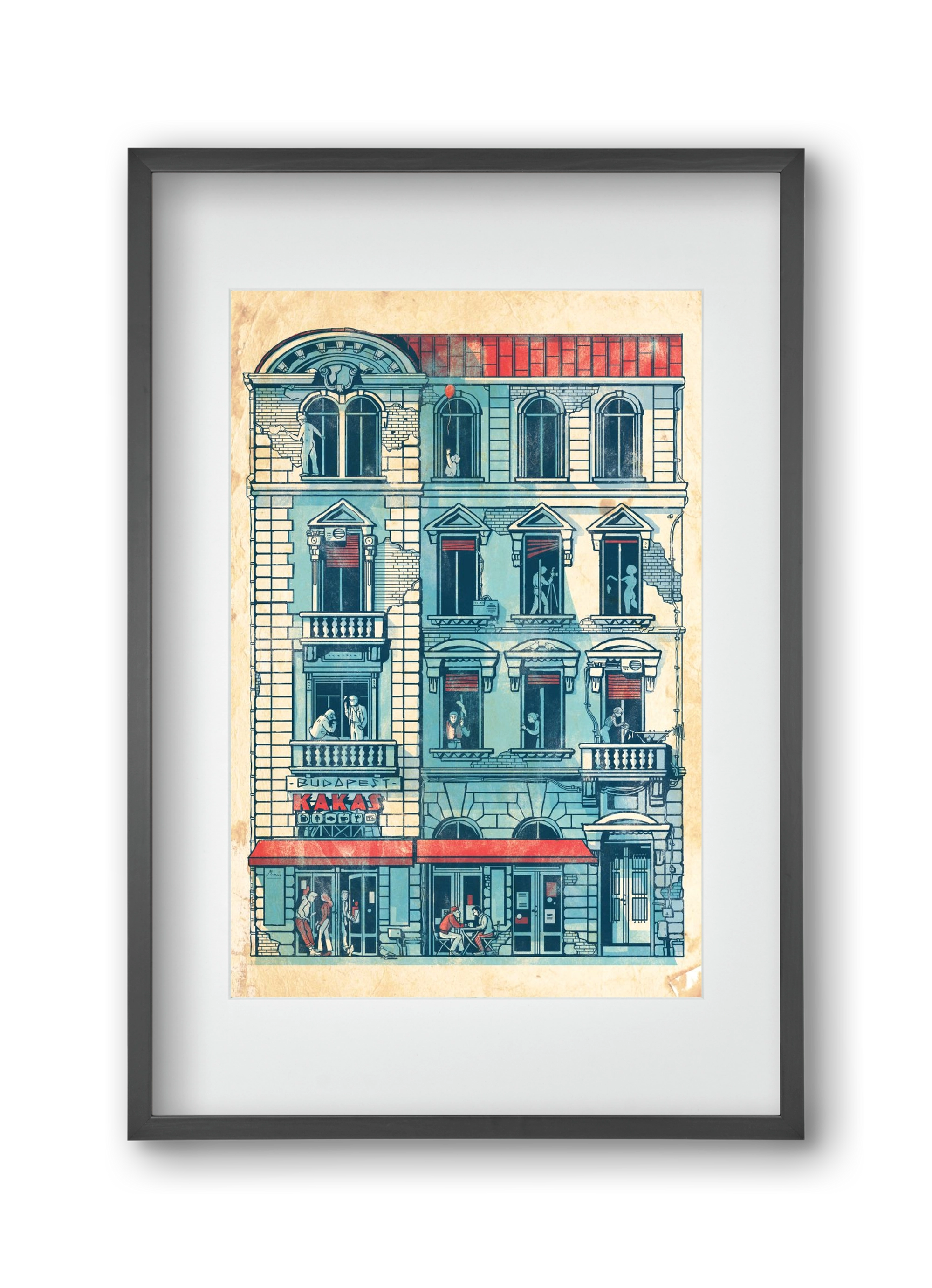 Akacfa street, 30x45 cm (20x30 cm), Fekete keret, paszpartuval